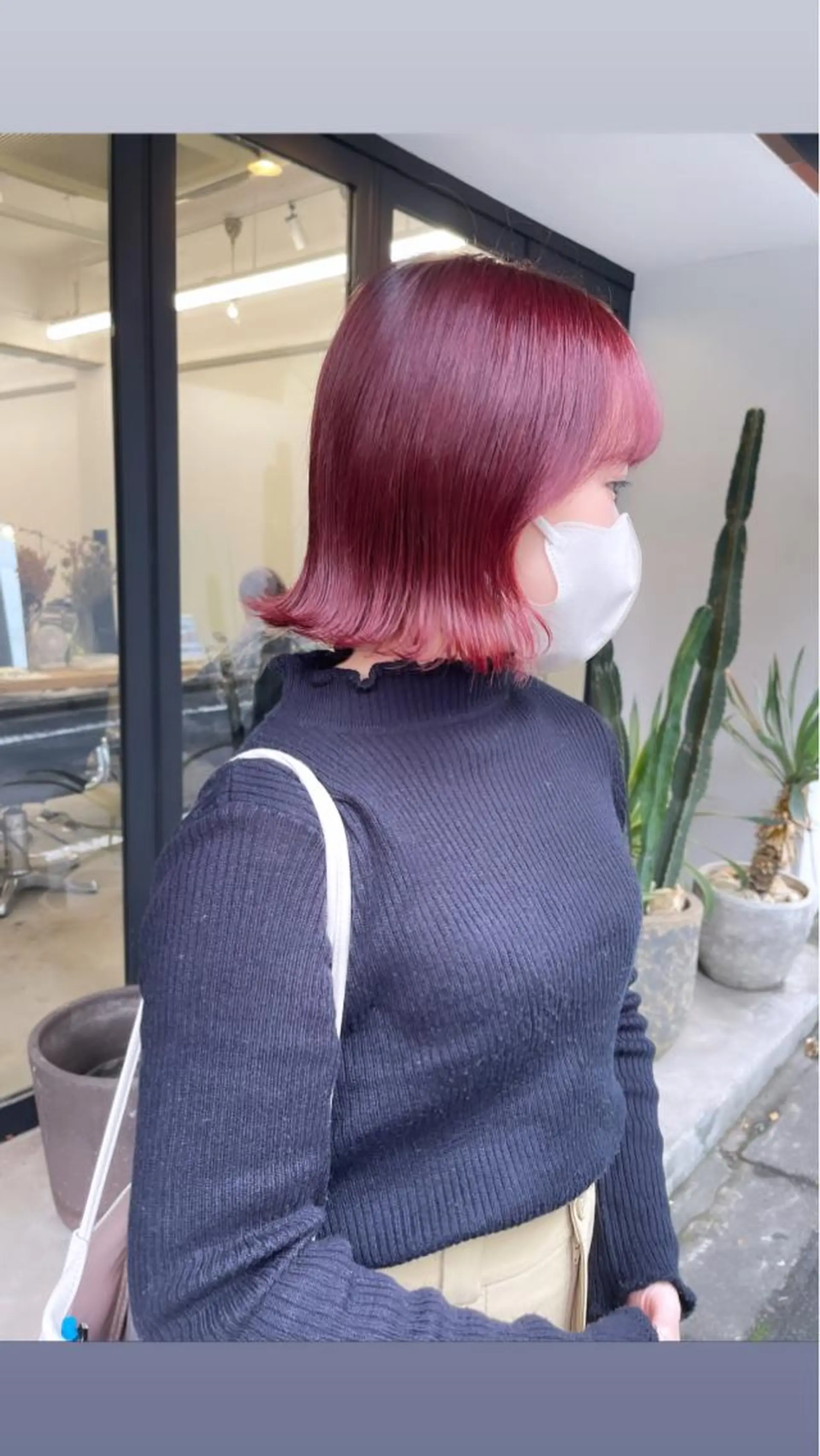 ミディアム カラー ブリーチ ピンクカラー レッドカラー ヘアカラー トリートメント 渋谷ケアブリーチ Suuのヘアスタイル