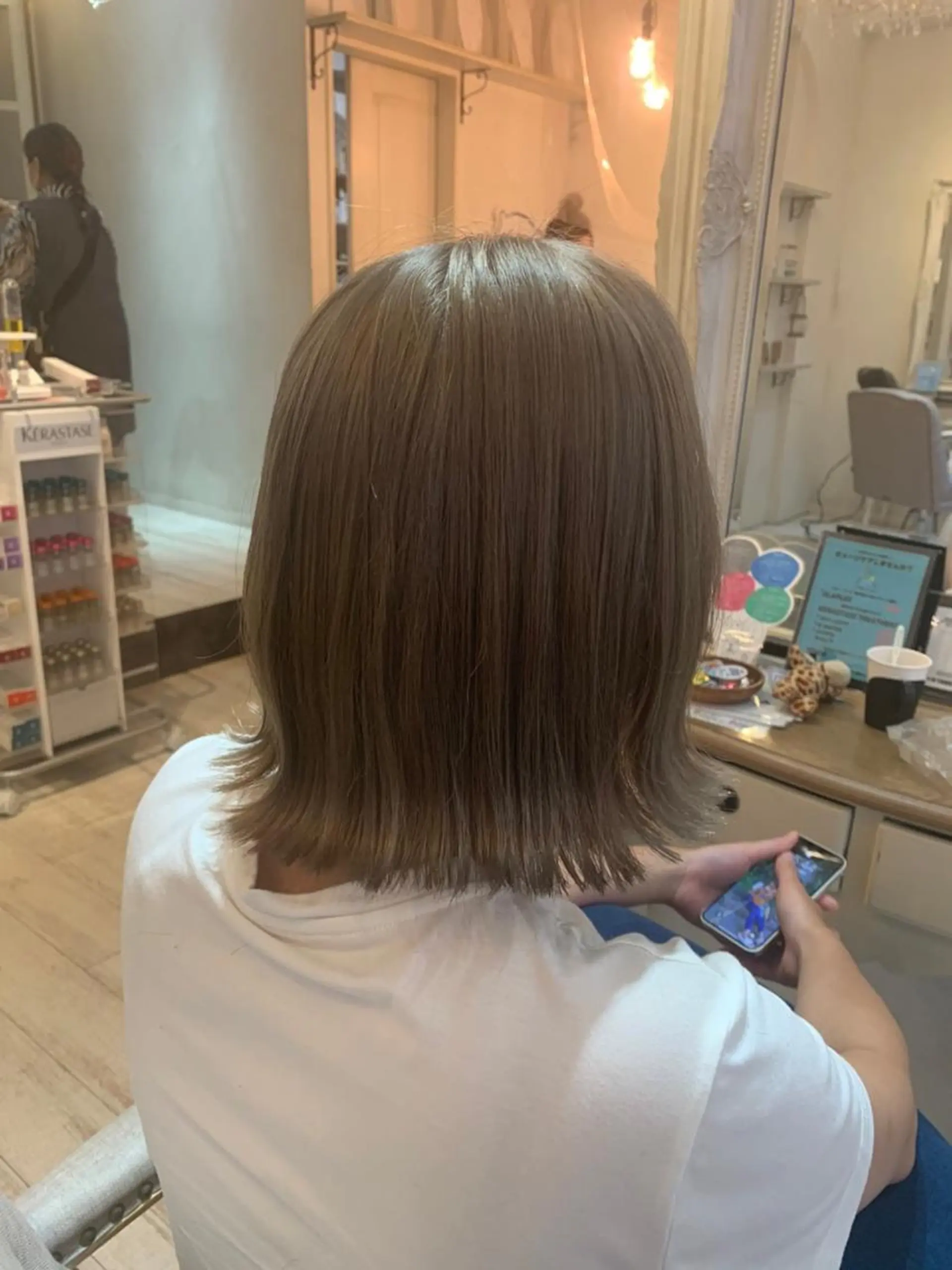 セミロング セミロングパーマ アッシュ ミストバング ボブ ハイライト N° uairo 川崎店【ユアイロ】のヘアスタイル