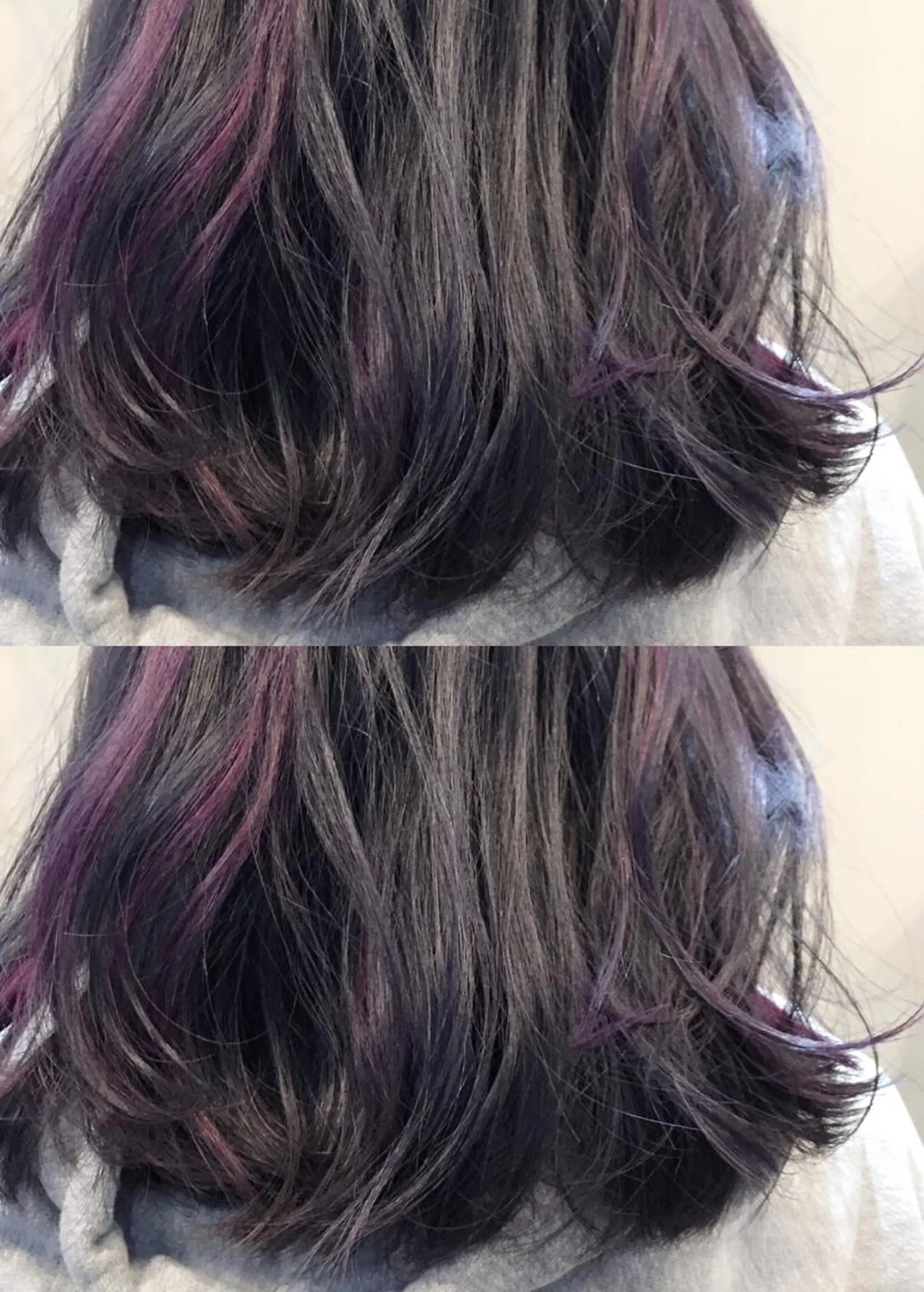 ミディアム カラー ダークグレー ダークグレージュ グレージュ ハイライトカラー パープルカラー 原宿サロン代表 デザインカラー伊藤卓のヘアスタイル