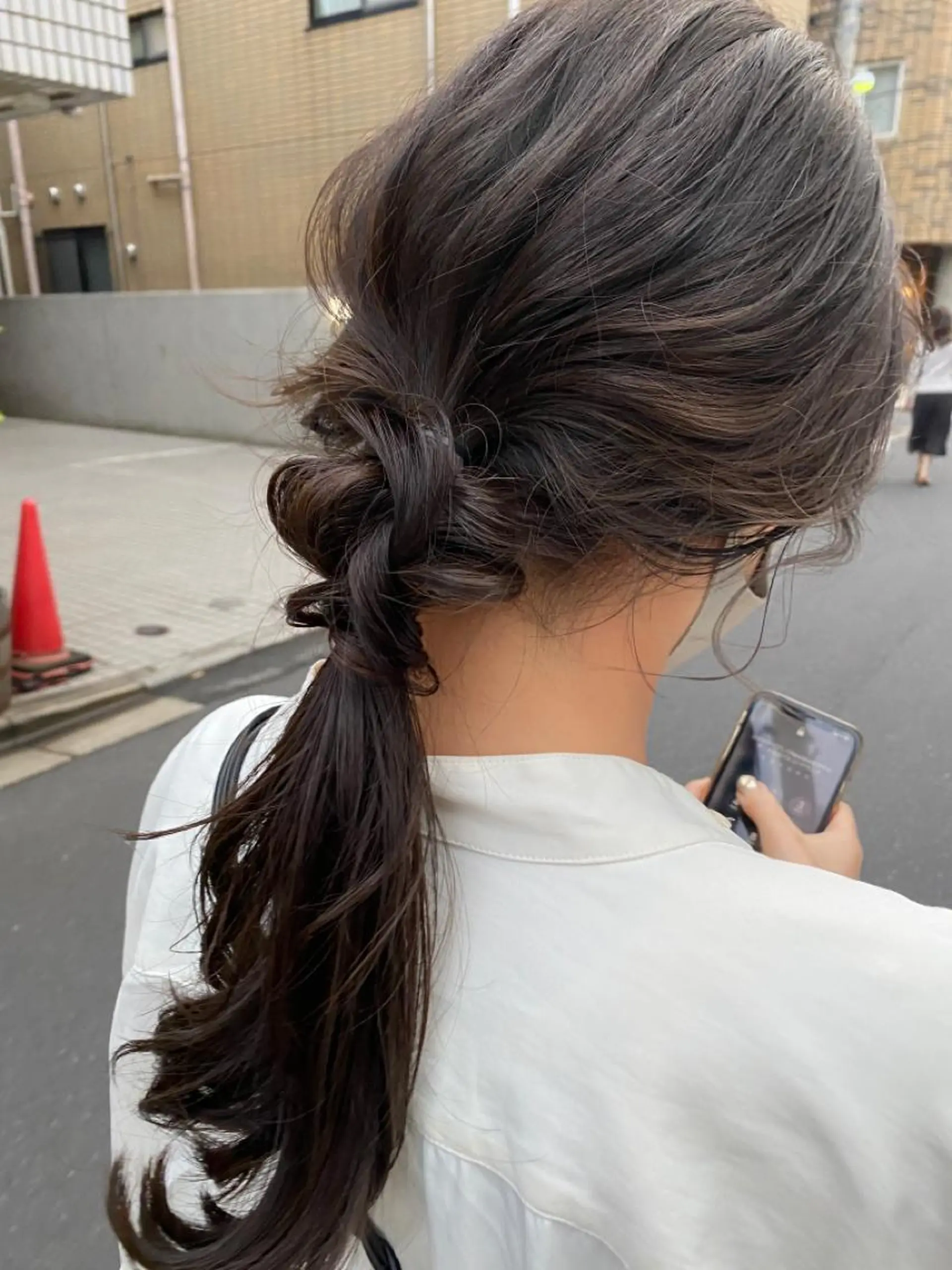 ロング カラー ヘアアレンジ ポニーテール ナカジ🌸ロブ/ボブ /前髪🌸のヘアスタイル