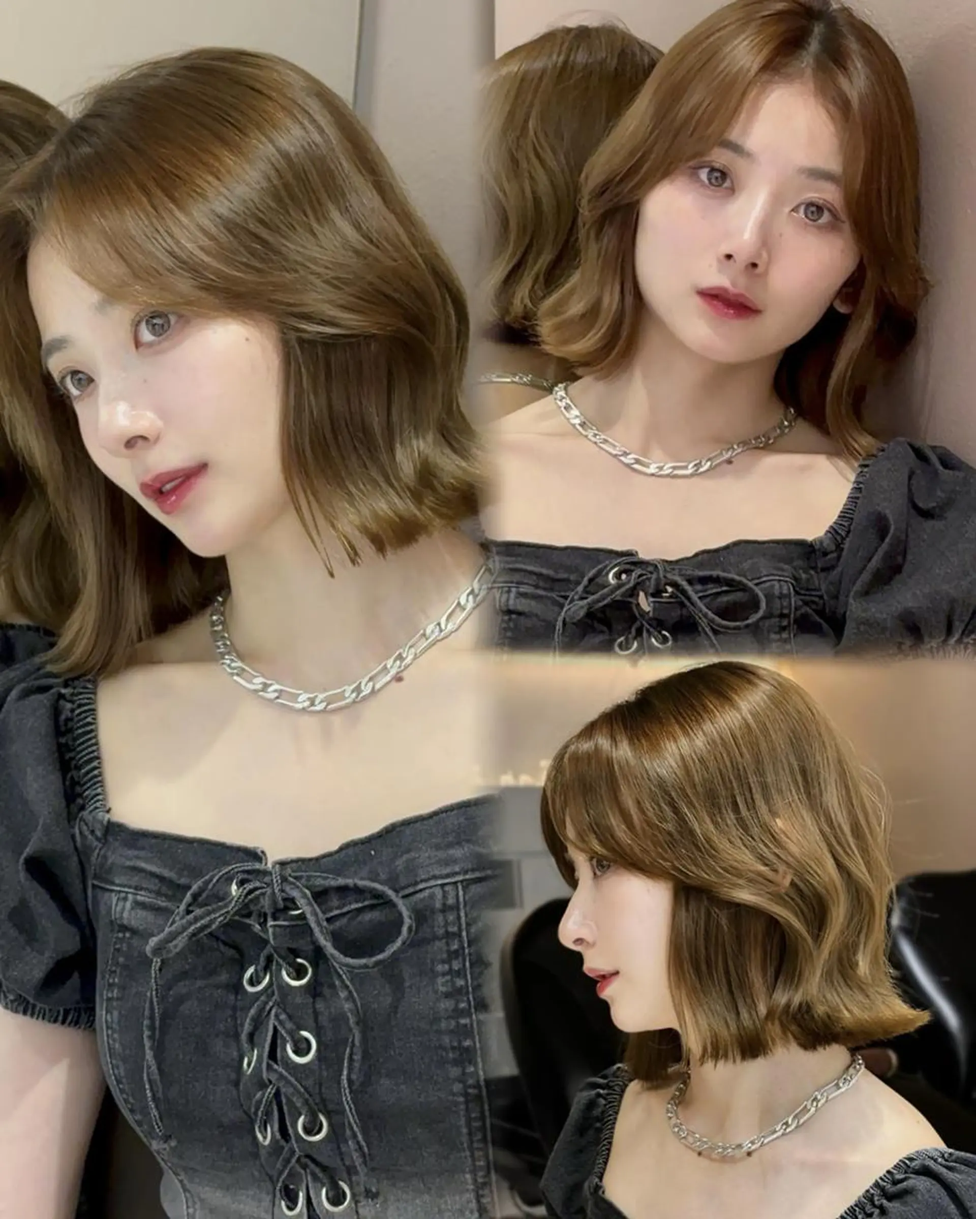 ミディアム カット ヘアカラー 縮毛矯正 トリートメント ロンドガーネット /髪質改善/レイヤーのヘアスタイル