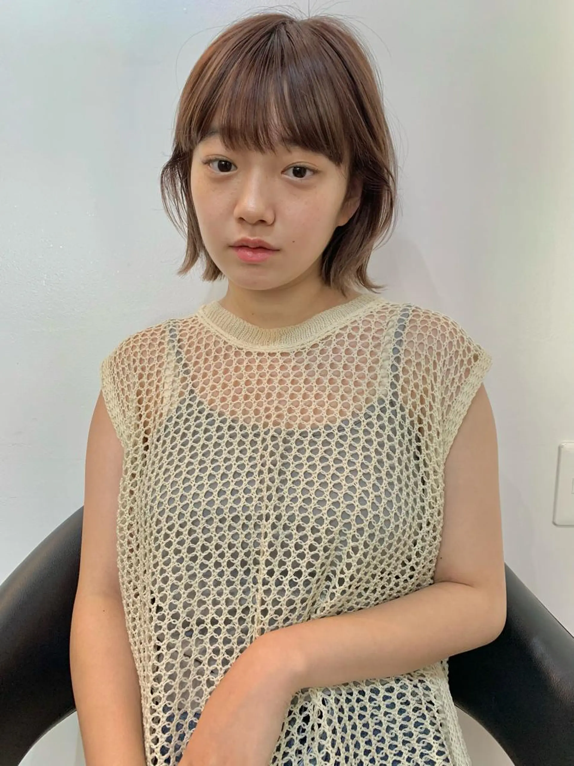 ショート カラー 切りっぱなしボブ ボブ 柔らかブラウン/顔周 りレイヤー♡ユウシのヘアスタイル