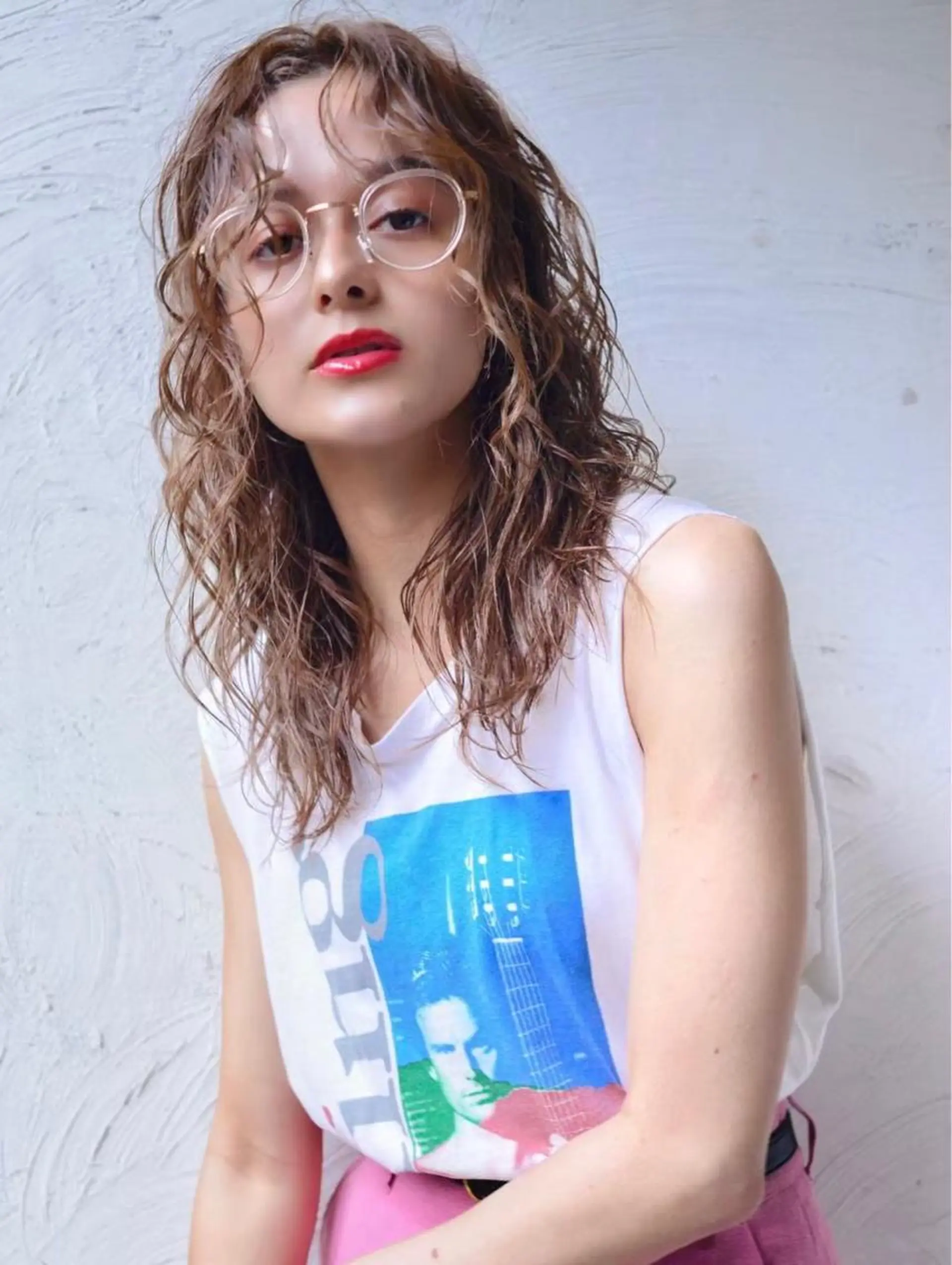 セミロング カラー パーマ 🍀アレンジ簡単ヘア ☘️石田万里奈🍀のヘアスタイル