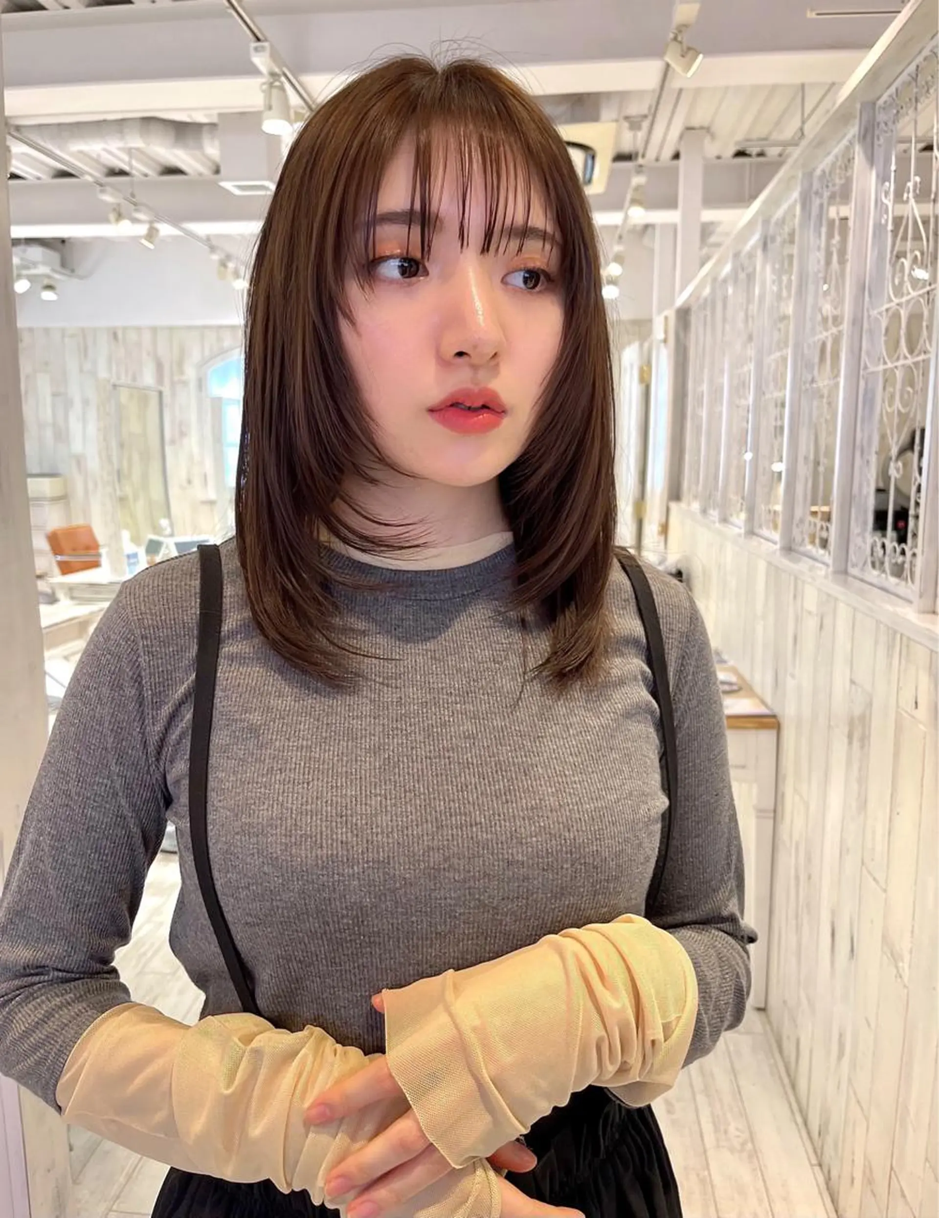 セミロング カラー ベージュカラー ブラウンカラー ブラウンベージュ ココアブラウン グレージュ 【韓国ヘア×透明感 カラー】笹谷 莉未のヘアスタイル