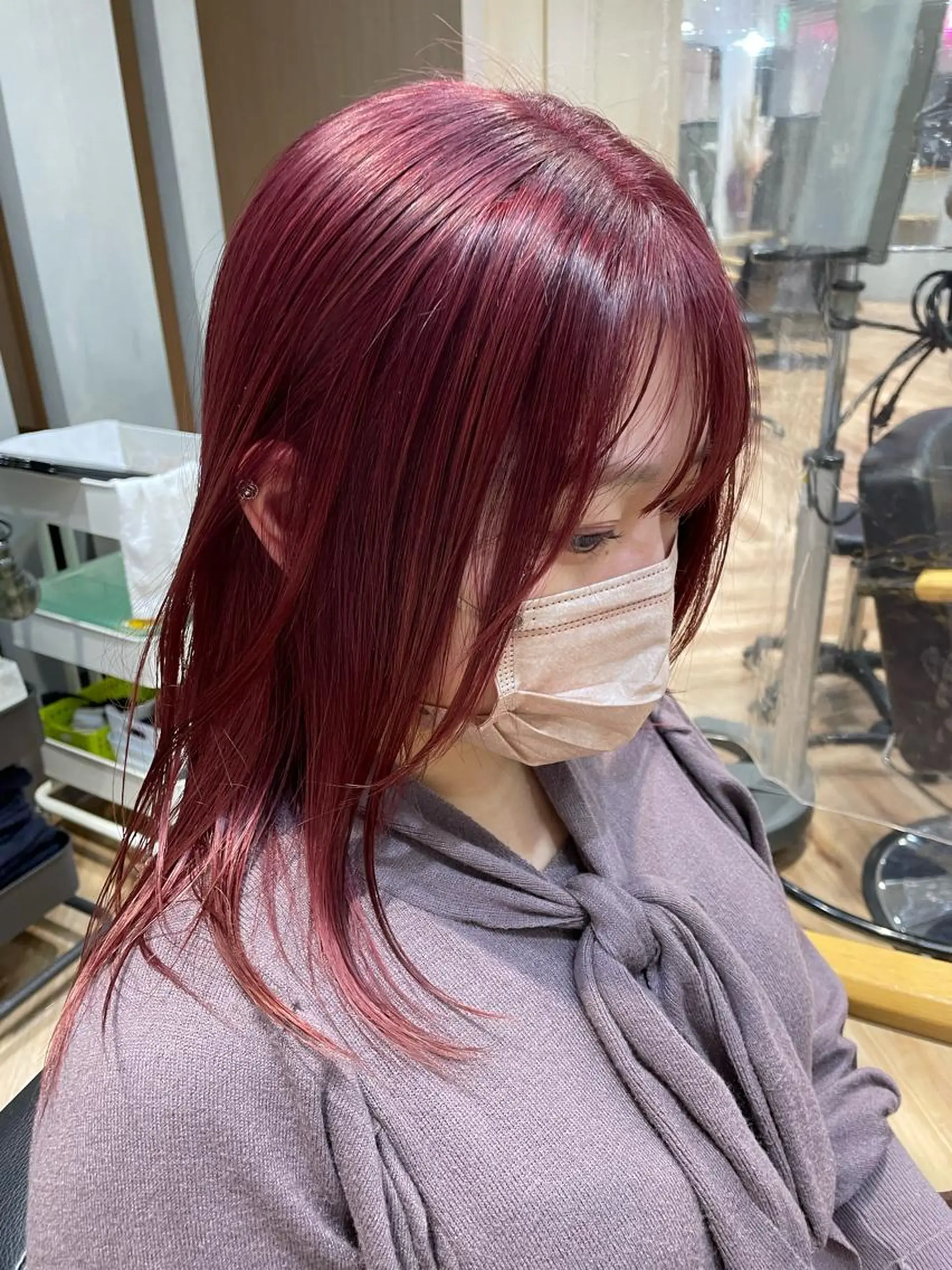 セミロング ヘアカラー もり まりものヘアスタイル