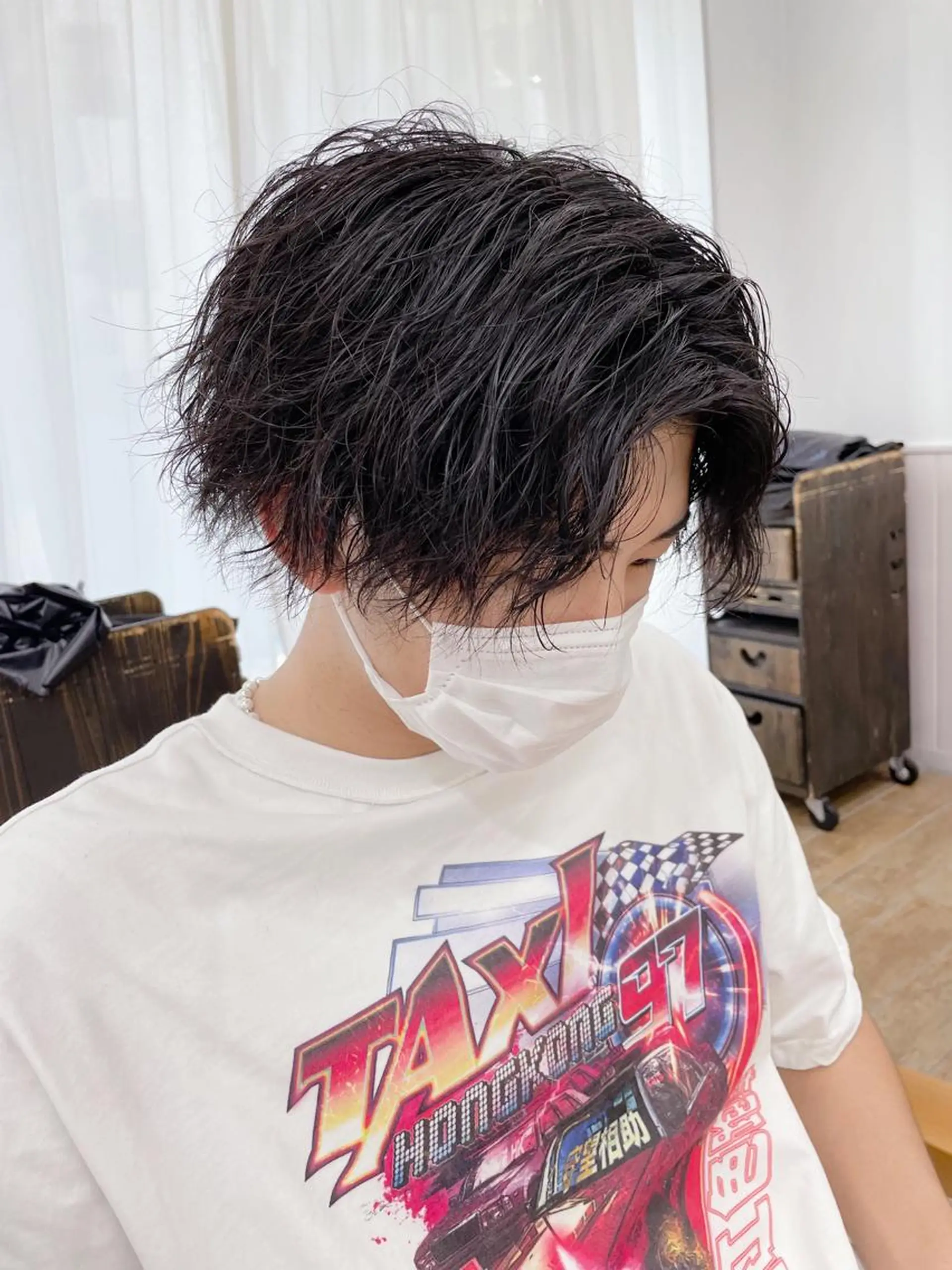 ショート パーマ メンズ 🤎ベージュカラー 🐶メンズパーマのヘアスタイル