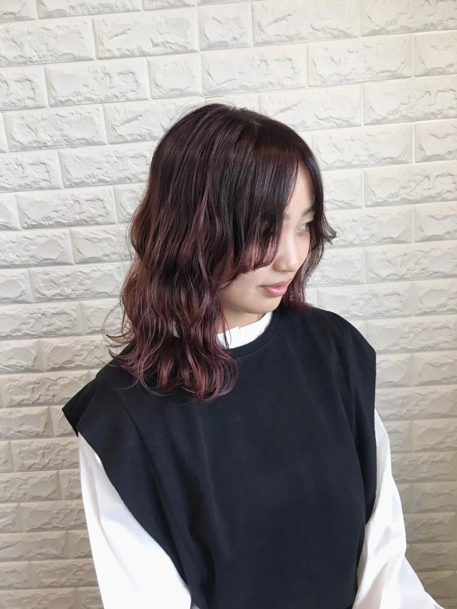 セミロング カラー ヘアアレンジ パープルカラー 🌿‬ ܸAir 透明感🌱西村知佳のヘアスタイル