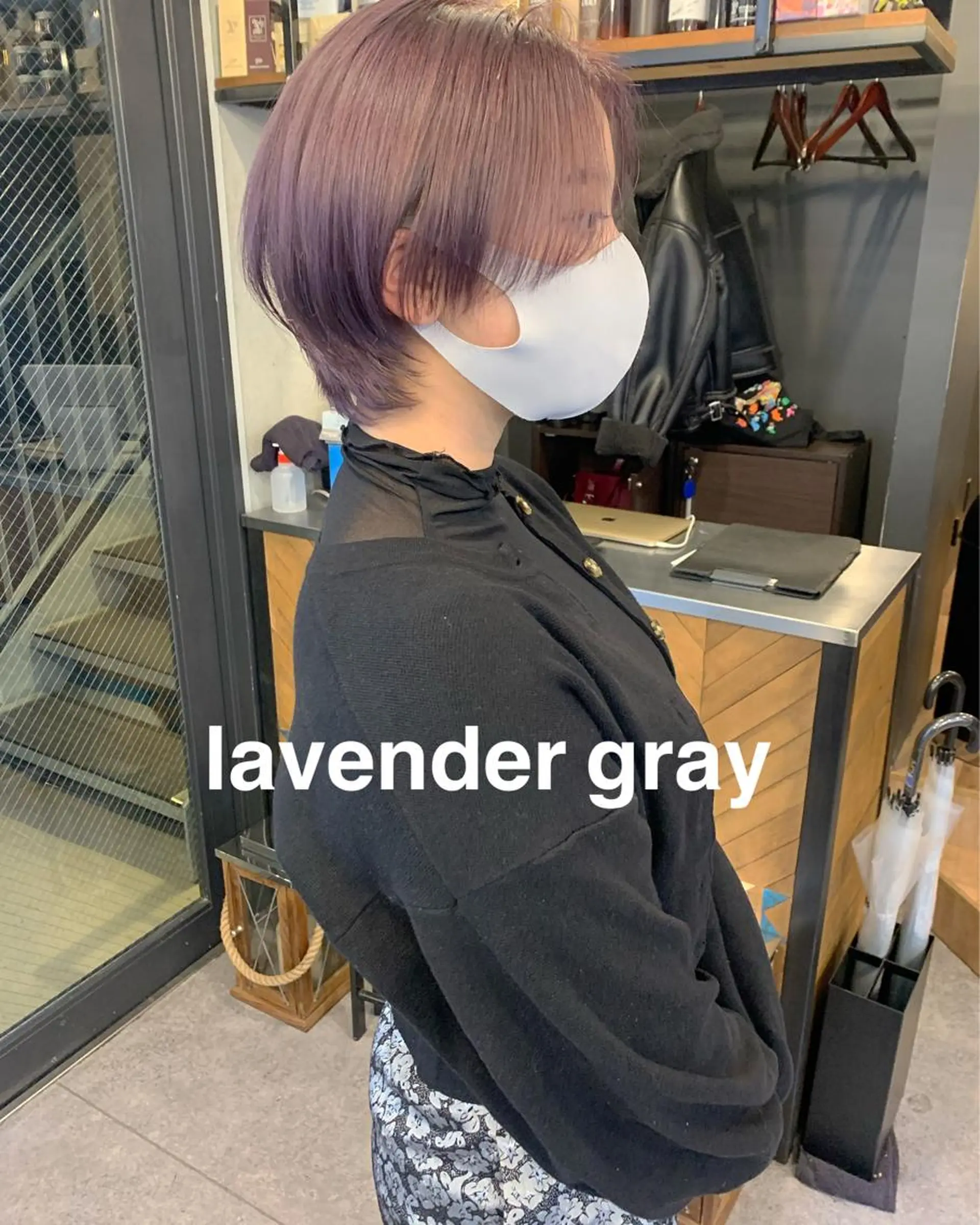 ショート カラー ブリーチ ケアブリーチ ラベンダーカラー 柔らかブラウン/顔周 りレイヤー♡ユウシのヘアスタイル