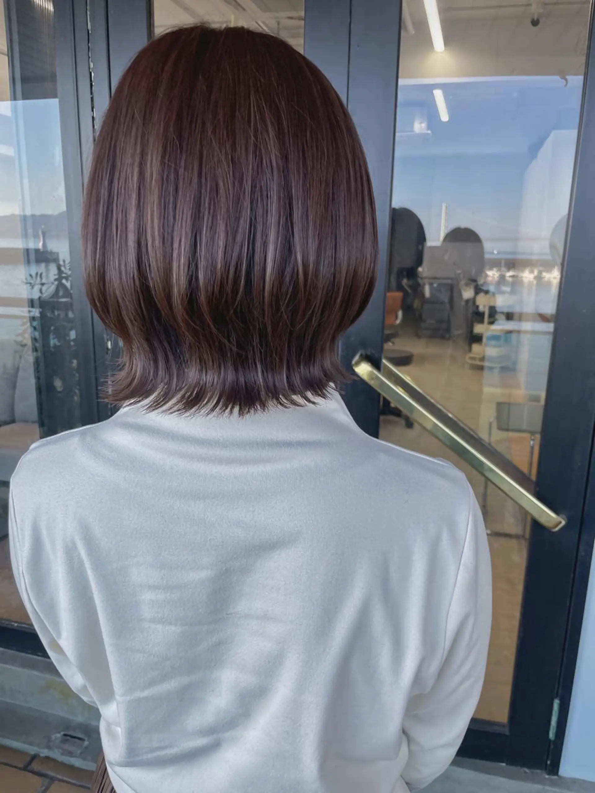 ミディアム カラー グレージュ ピンクカラー 藤本 静香のヘアスタイル