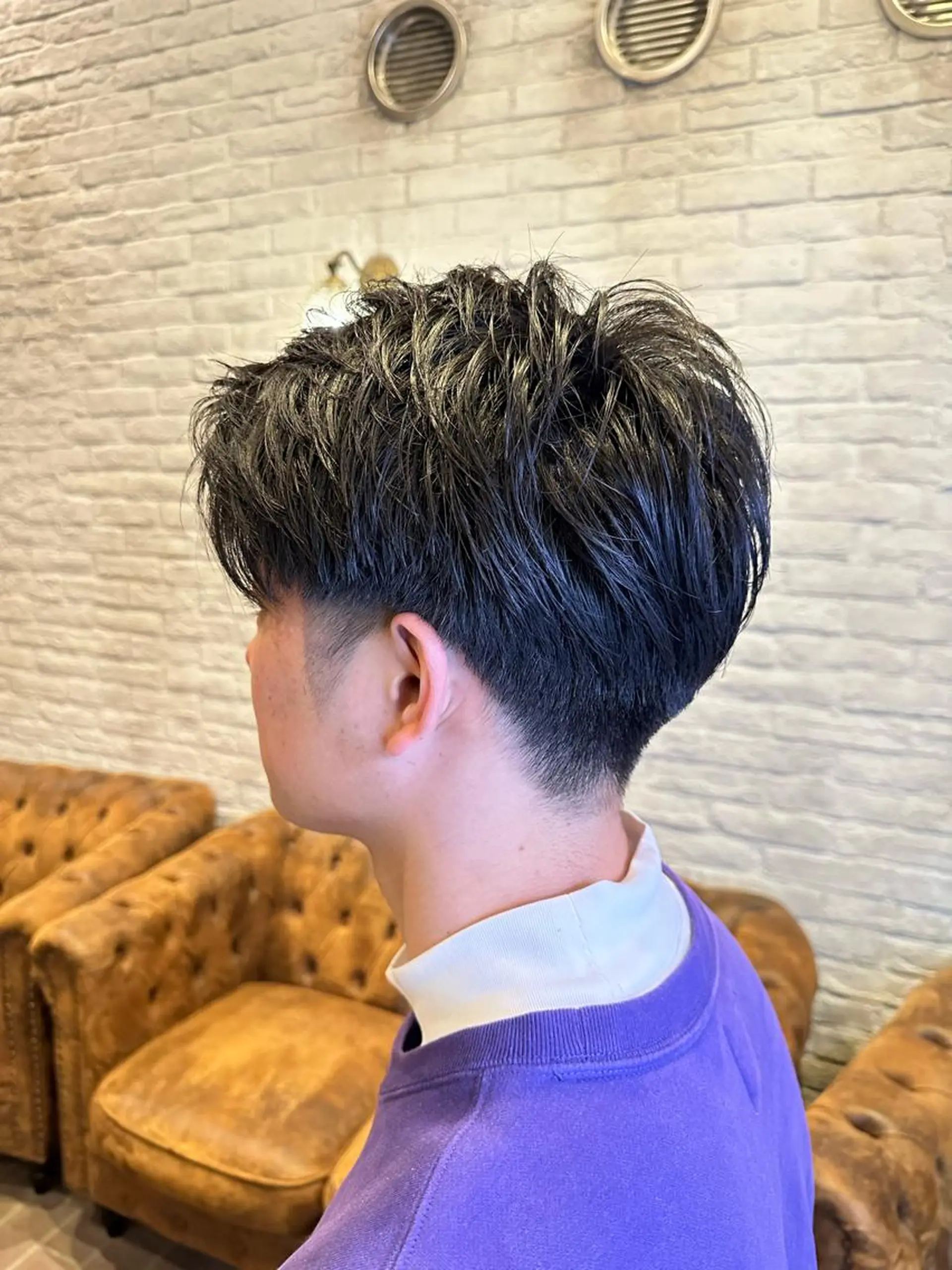 ショート ヘアアレンジ メンズ ツーブロック 刈り上げ レイヤーカット 🫧RYOグレージュ /透け感カラー🫧のヘアスタイル