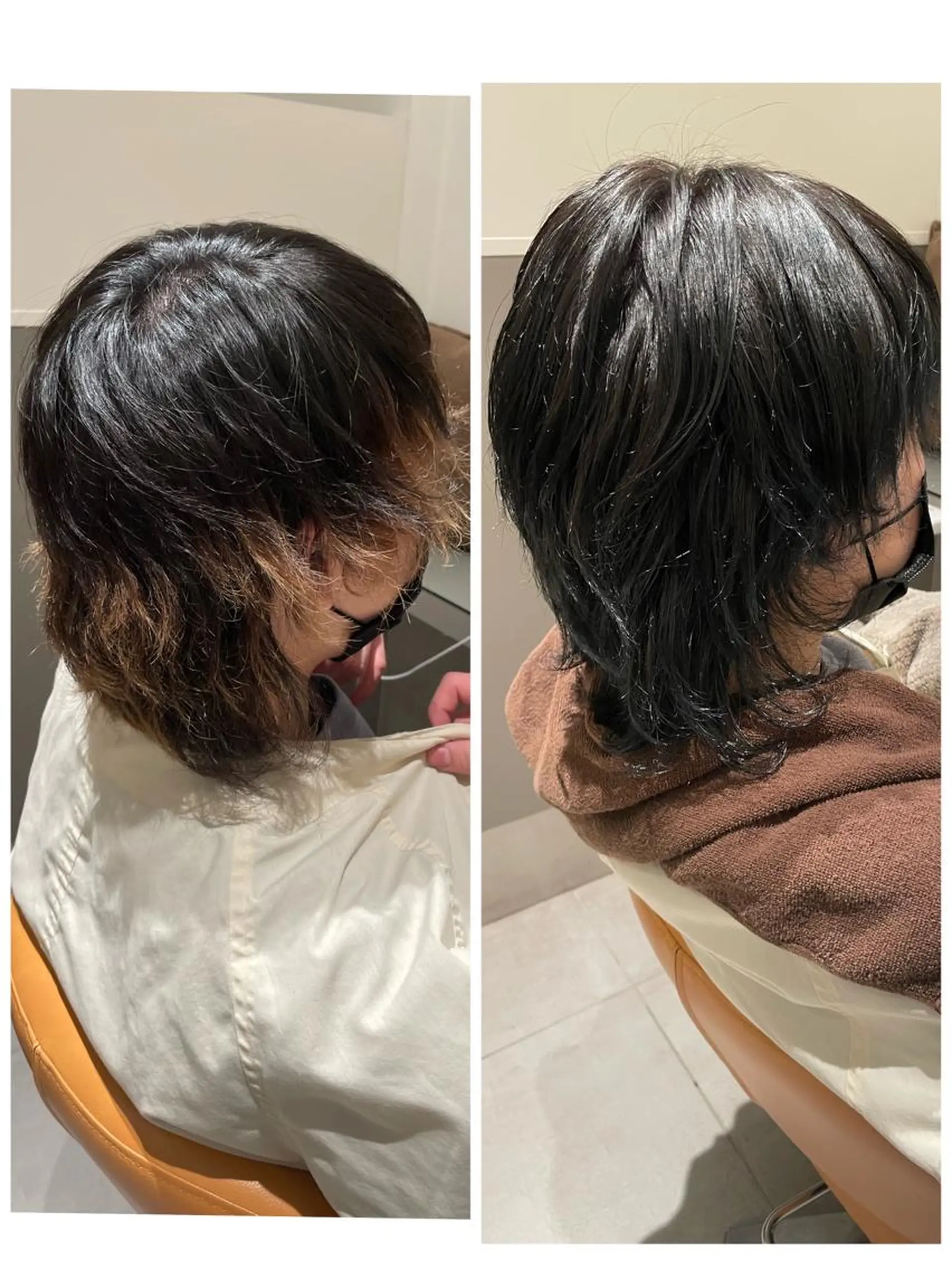 ミディアム カラー 黒髪 ブルーカラー ブルーブラック ヘアカラー トリートメント 大久保 陽子のヘアスタイル