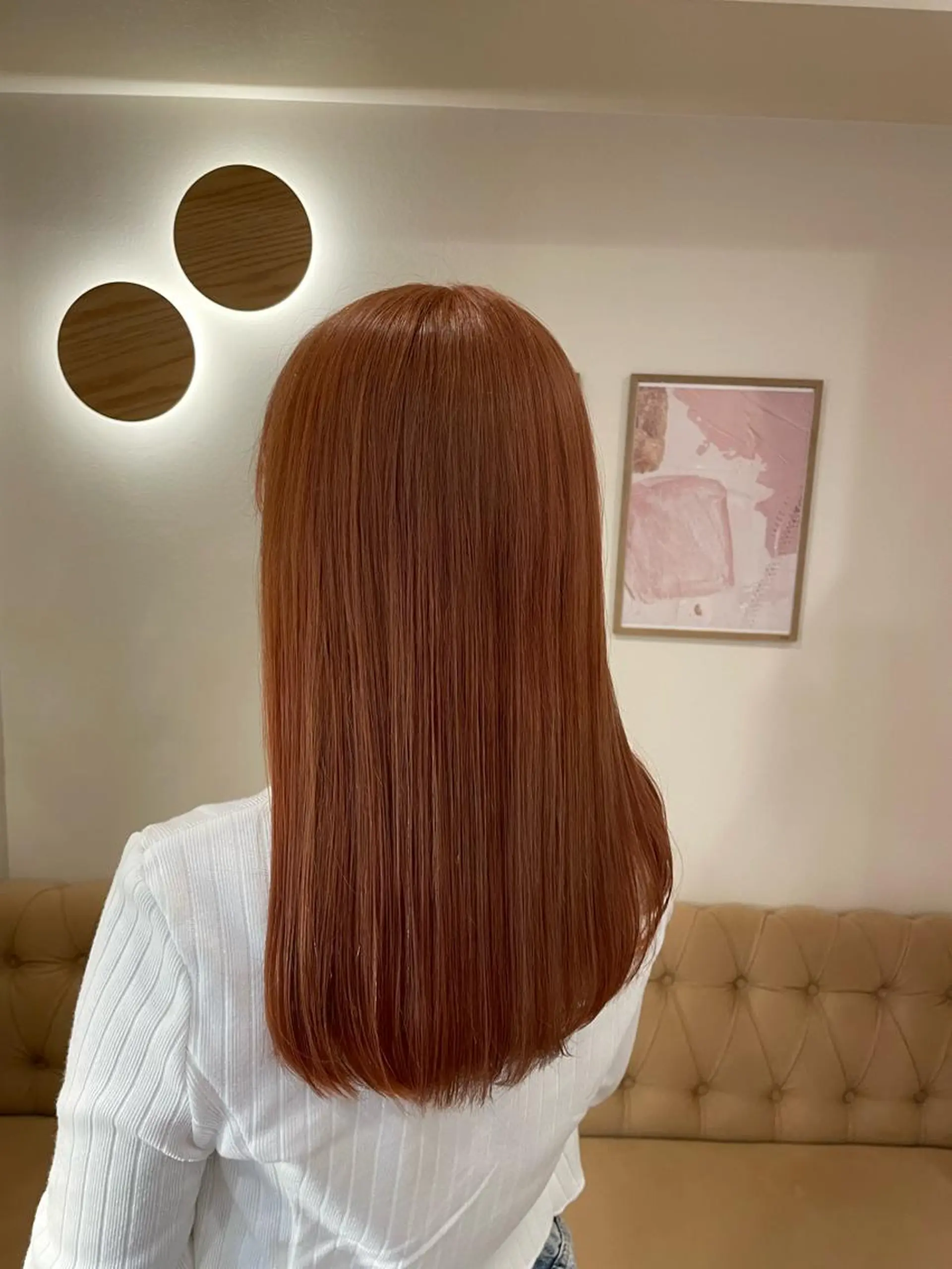 セミロング カラー ベージュカラー ピンクカラー ピンクベージュ シンバヒナノ/パーマ レイヤーカット/ボブのヘアスタイル