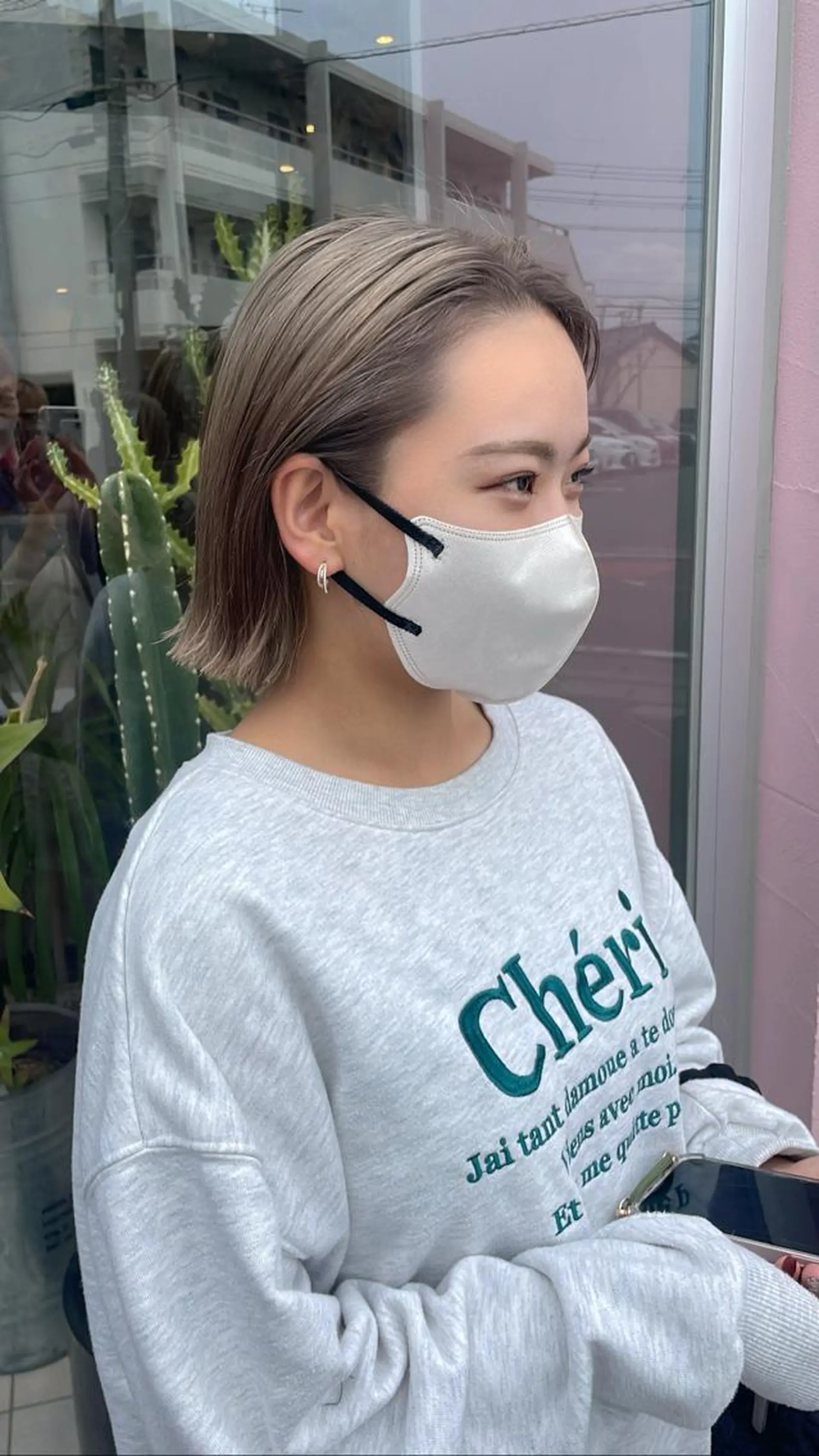 ミディアム カラー ハイトーンカラー ボブ ひなた 艶カラー/渋谷のヘアスタイル