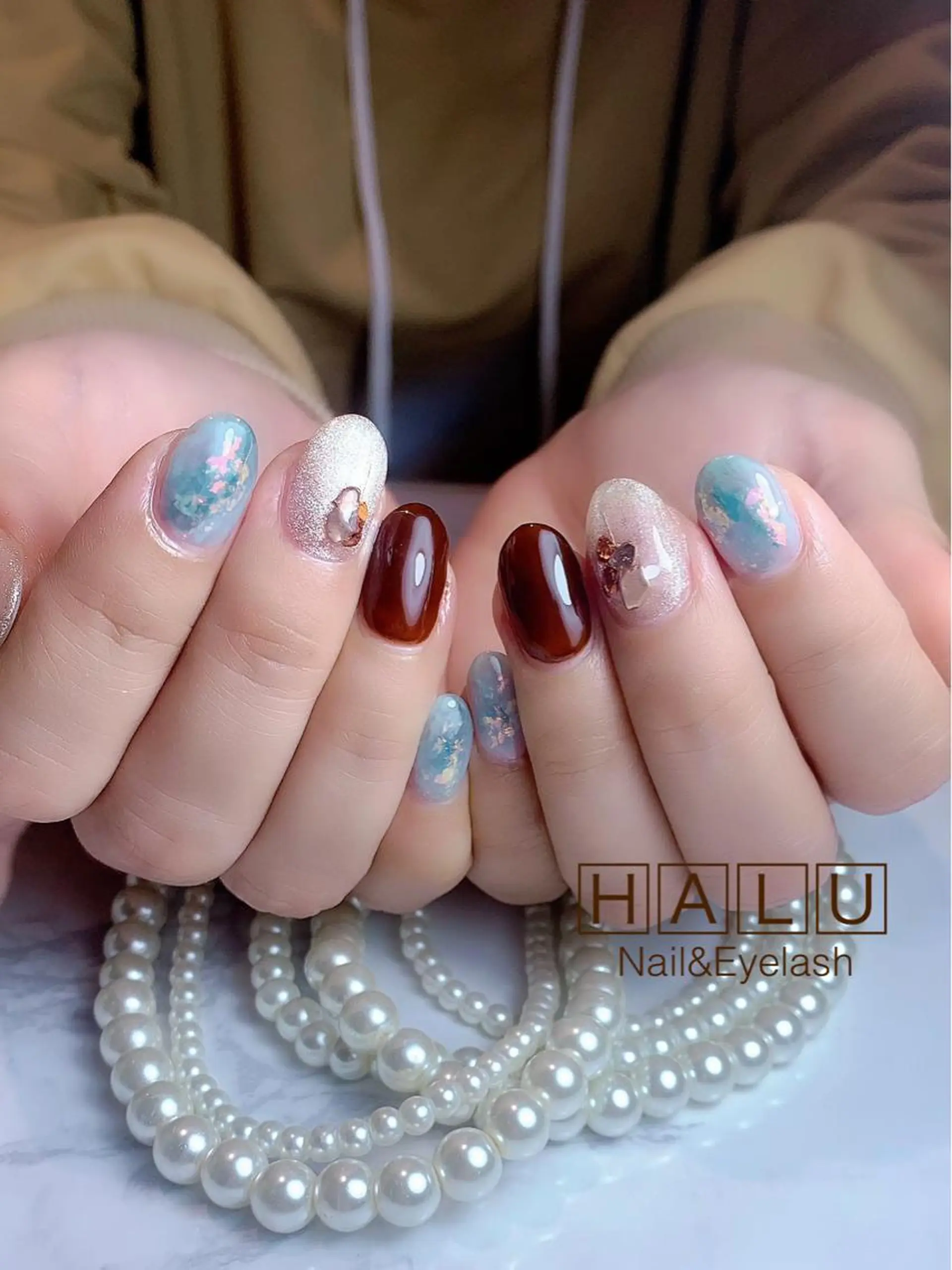 ネイル ブラウン HALU ハルのネイルデザイン