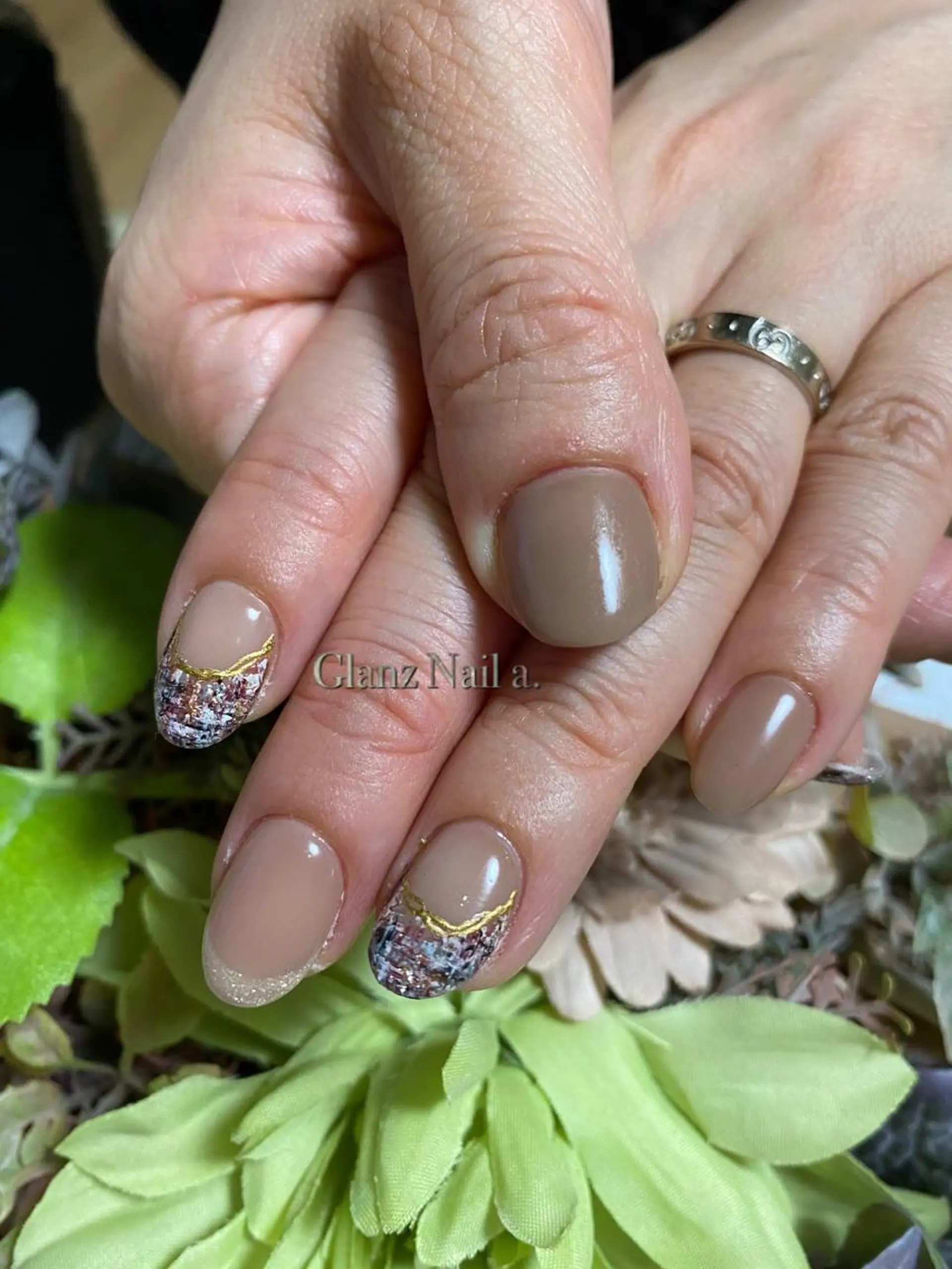 ネイル フレンチネイル 冬ネイル Glanz  Nail aのネイルデザイン