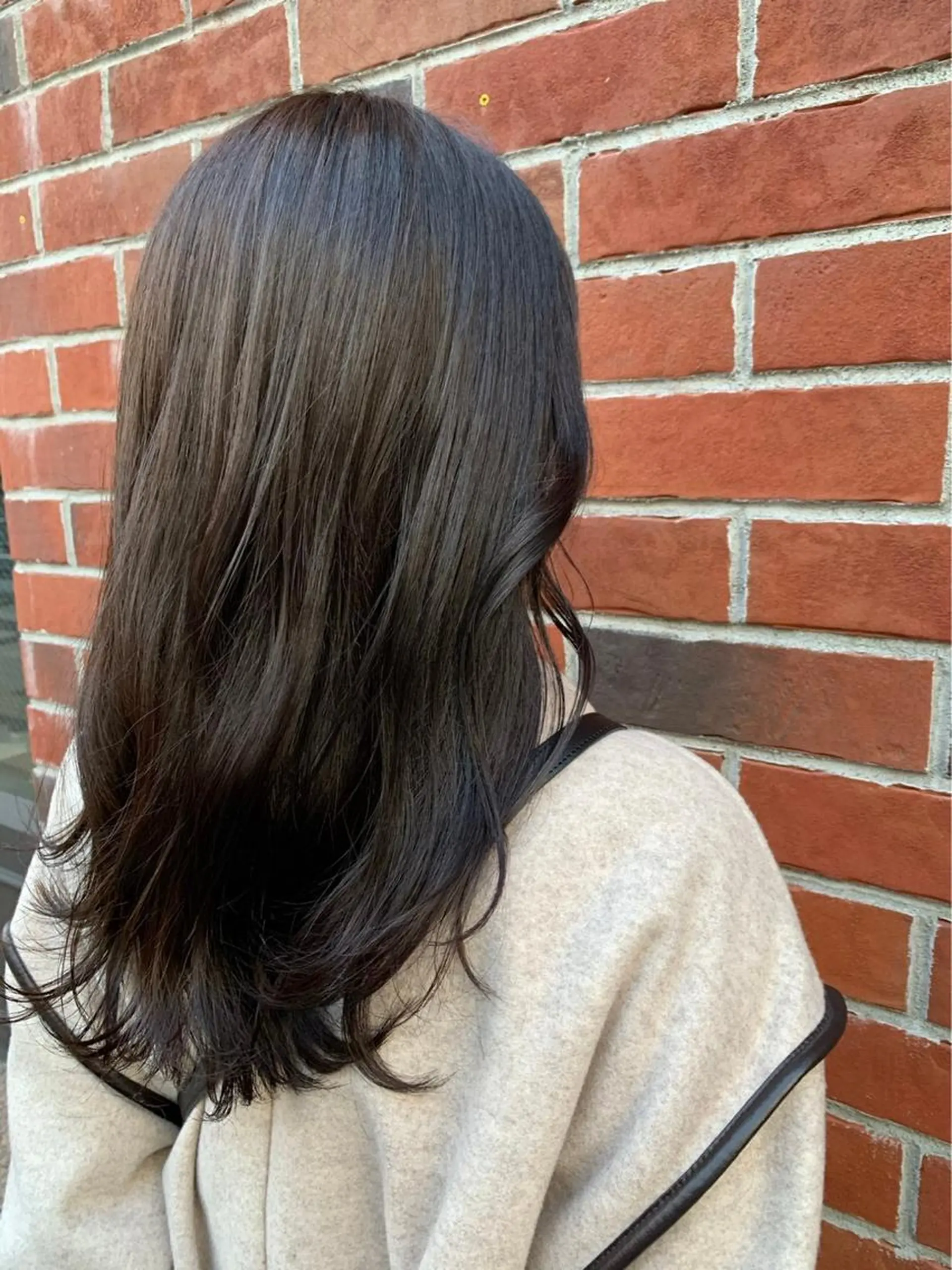 ロング カラー ヘアアレンジ アッシュ ミストバング ベージュカラー 黒髪 ブリーチ maoブリーチ無し 似合わせカラーのヘアスタイル