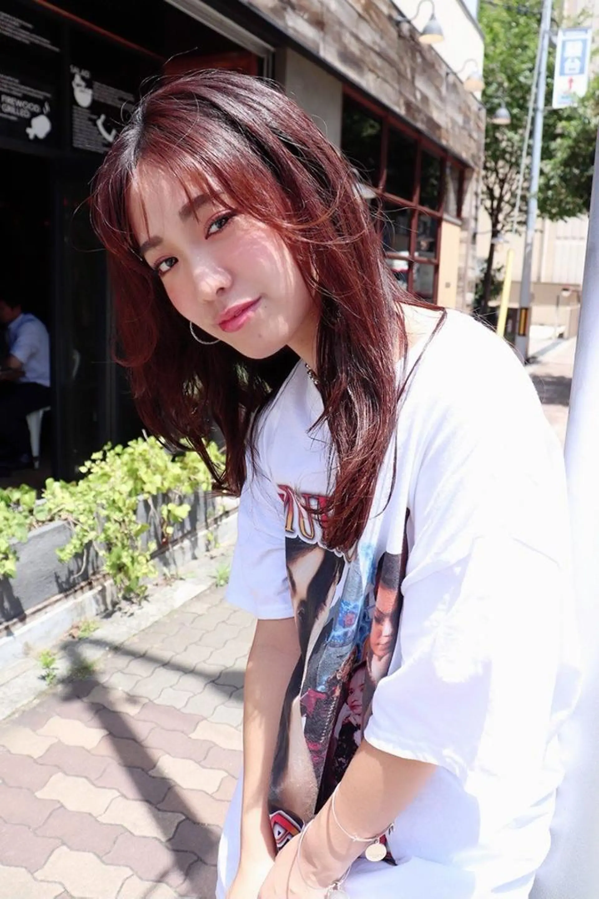 セミロング ヘアアレンジ カラー 透明感カラー レッドカラー ALLENhair (アレンヘアー九条)のヘアスタイル