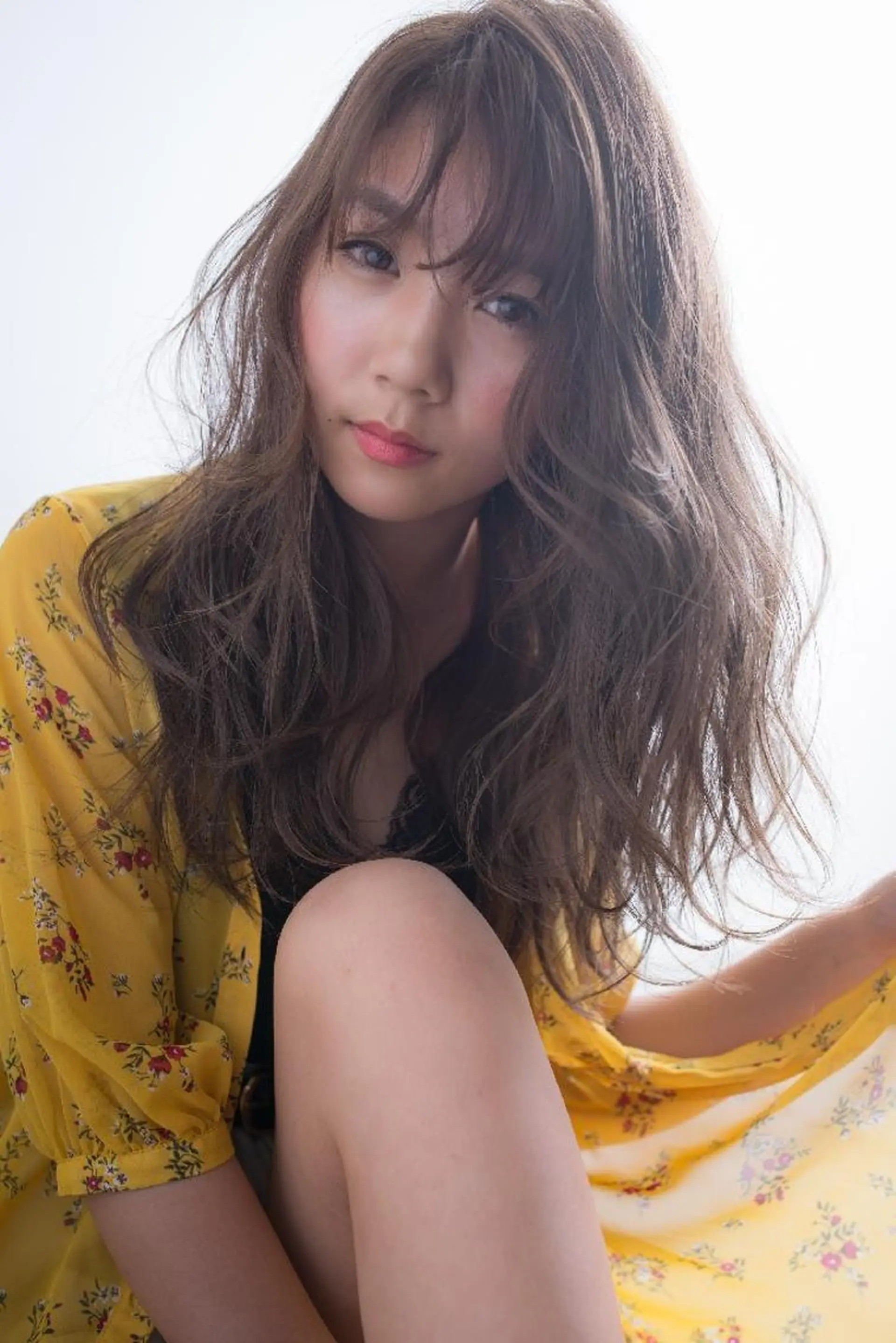 ミディアム パーマ カラー belta 姫路山吹 カラーモデル募集のヘアスタイル