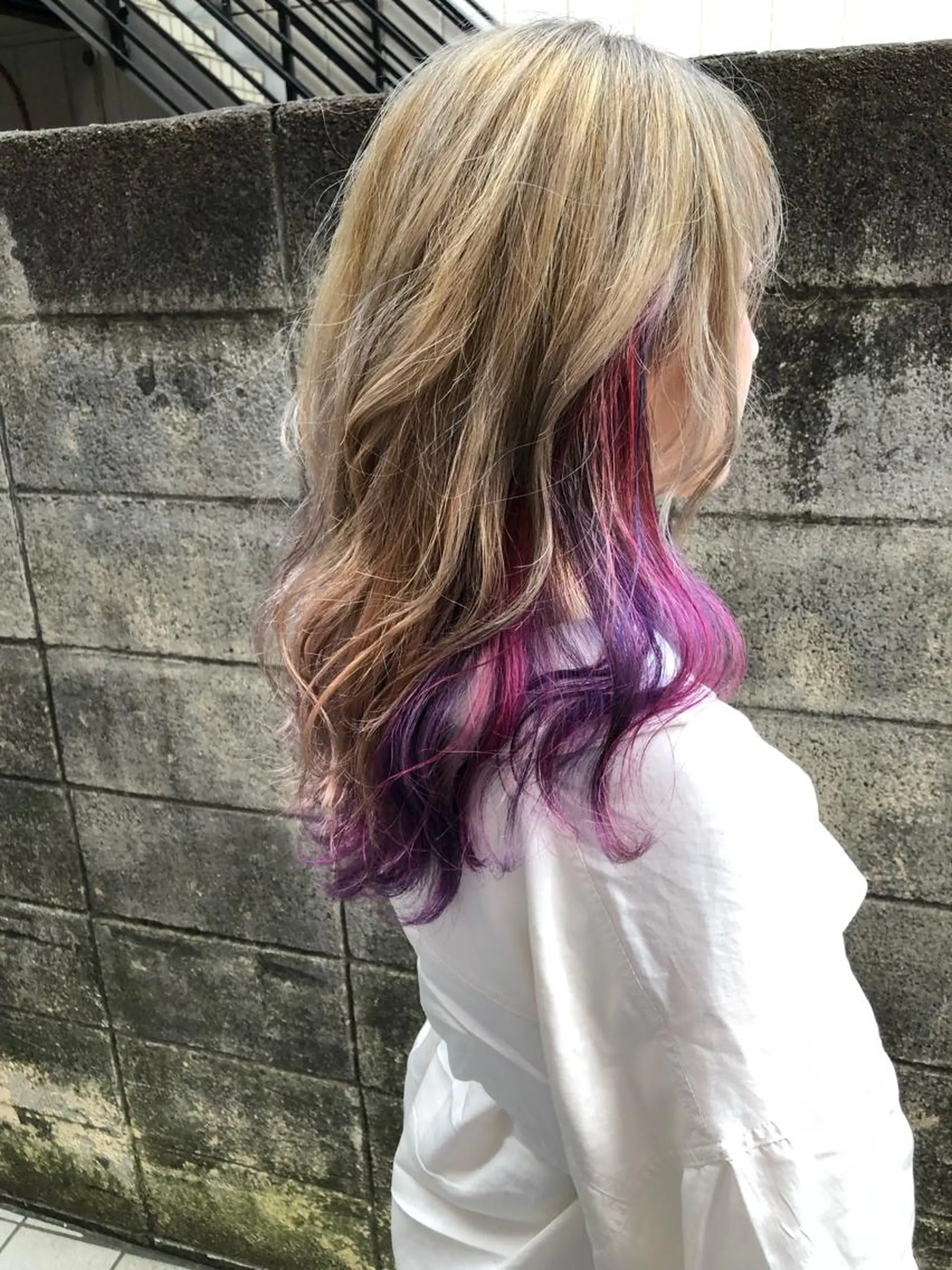 セミロング カラー ブリーチ ユニコーンカラー エクステ 髪質改善、エクステ 山口卓哉のヘアスタイル