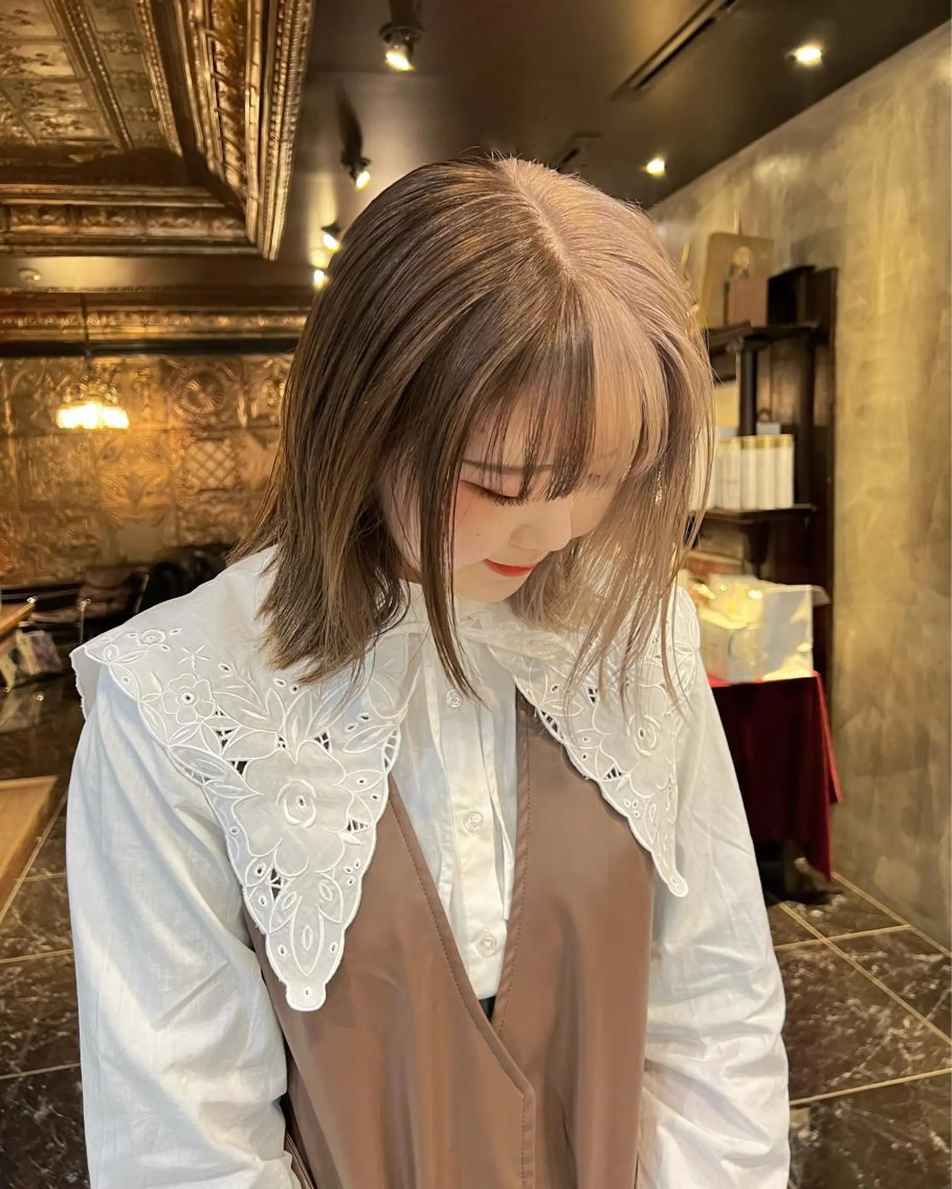 ミディアム カラー カット ヘアカラー haco＋所属・圧倒的デザイン力 店長🎨RENAのヘアスタイル