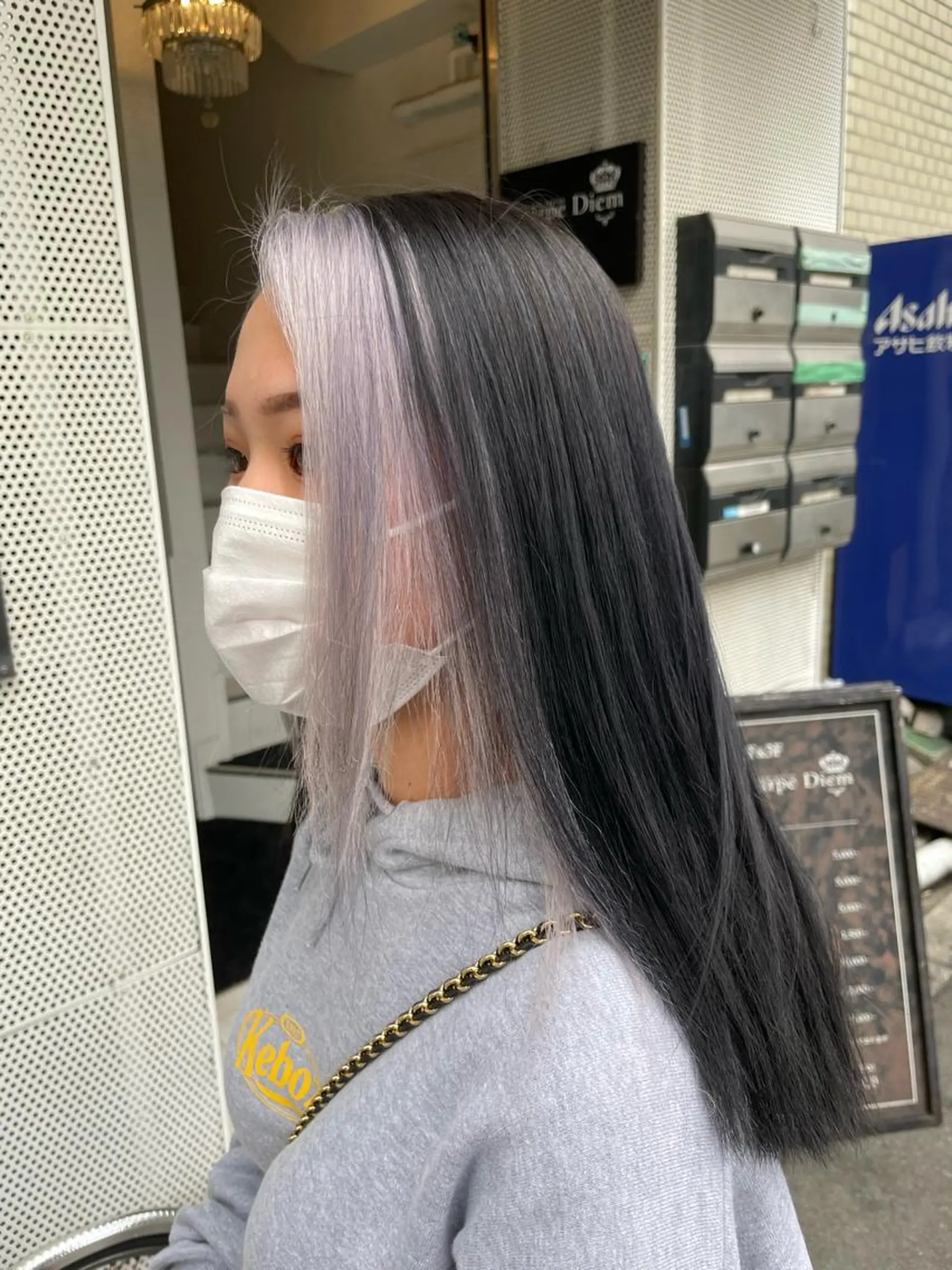 セミロング カラー アッシュ バレイヤージュ ミストバング ベージュカラー ブリーチ Carpe Diem所属・安田和洋 ブリーチカラー特化のヘアスタイル