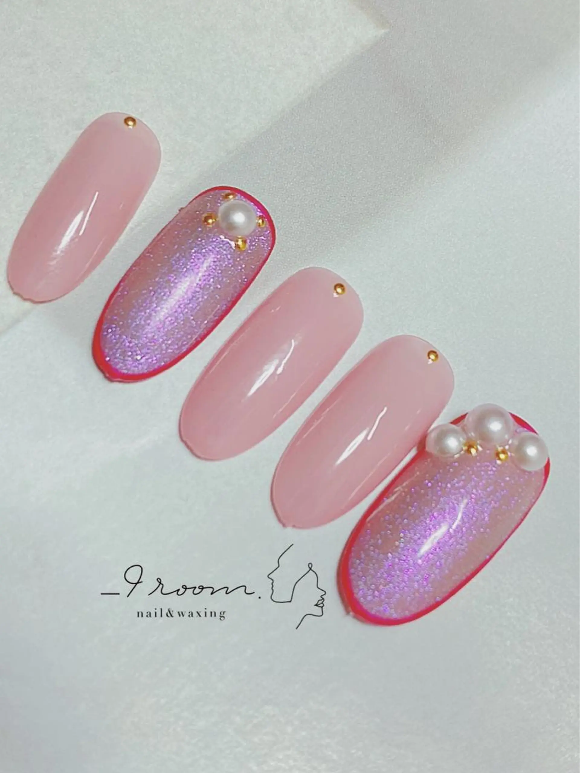 ネイル ジェルネイル キラキラネイル マグネットネイル ピンク _9 room. Yoshimiのネイルデザイン