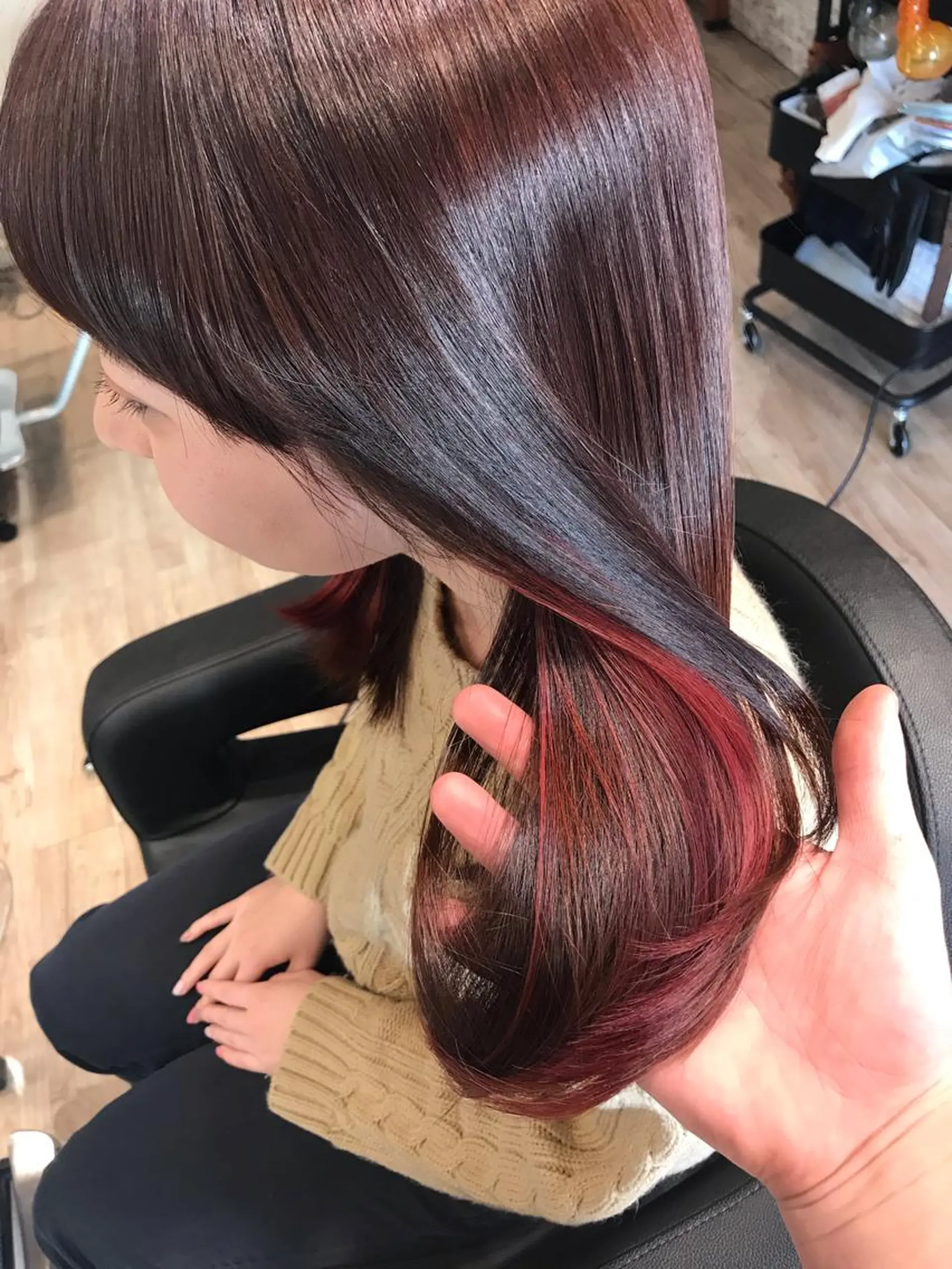 ミディアム カラー ピンクカラー ヘアカラー 大久保 隆蔵のヘアスタイル