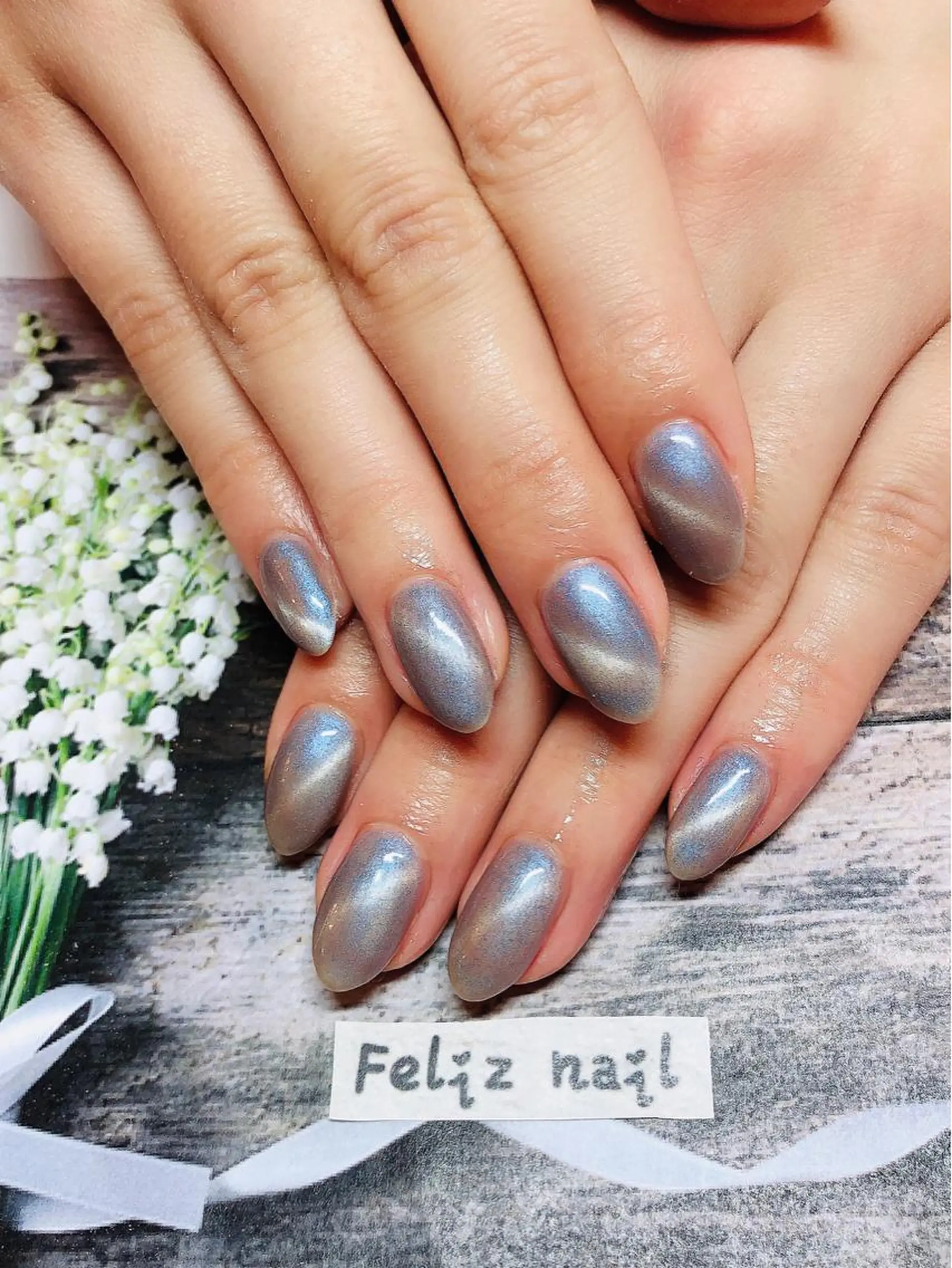 ネイル ブルー ジェルネイル マグネットネイル マグネットワンカラー ワンカラーネイル ハンドネイル ユキカ （ネイリスト）のネイルデザイン