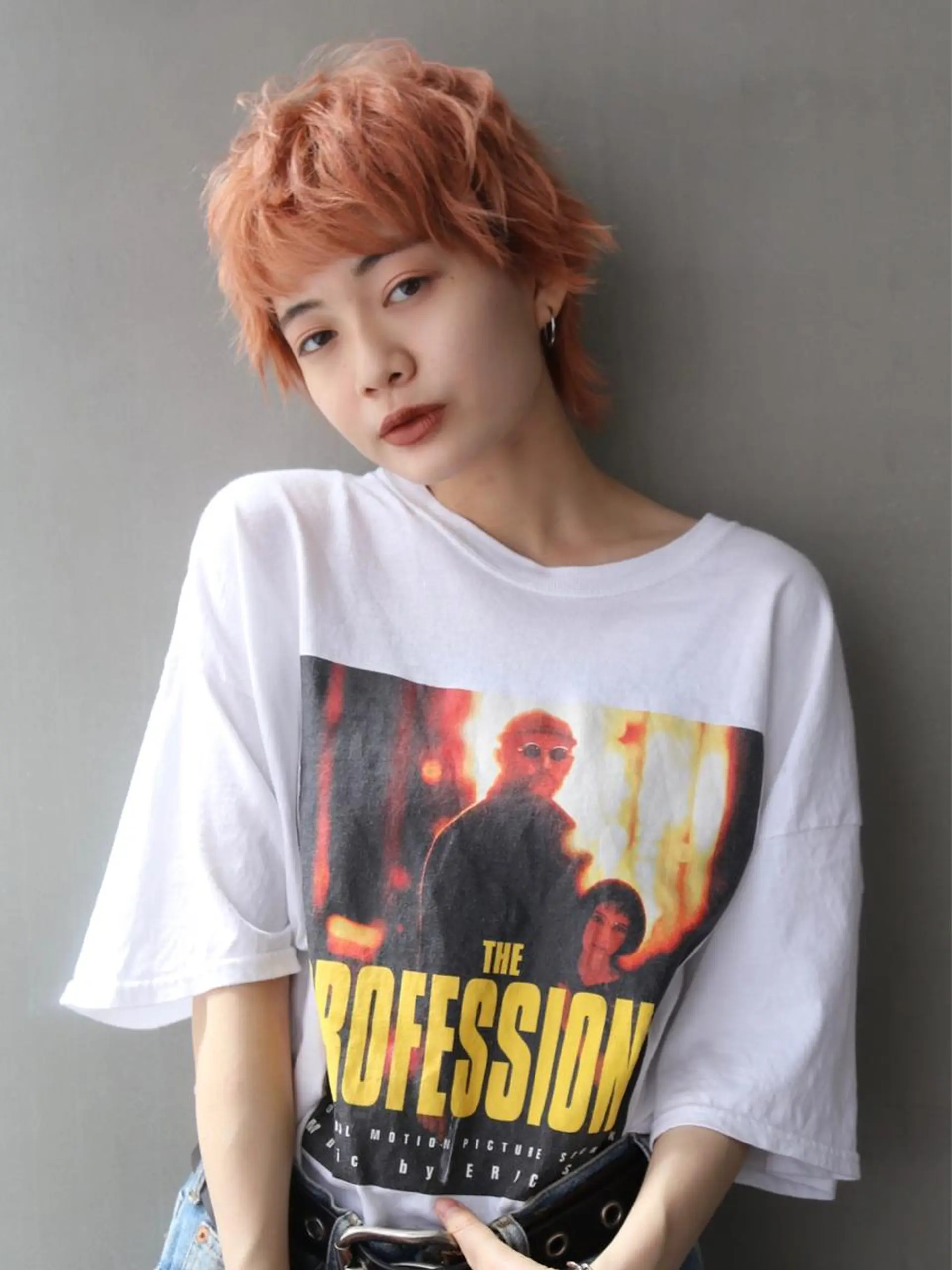 ショート カラー ハイトーンカラー ハイトーンオレンジ オレンジ ウルフカット SALOWIN梅田茶屋町店所属・ウルフレイヤーカット /チヒロのヘアスタイル