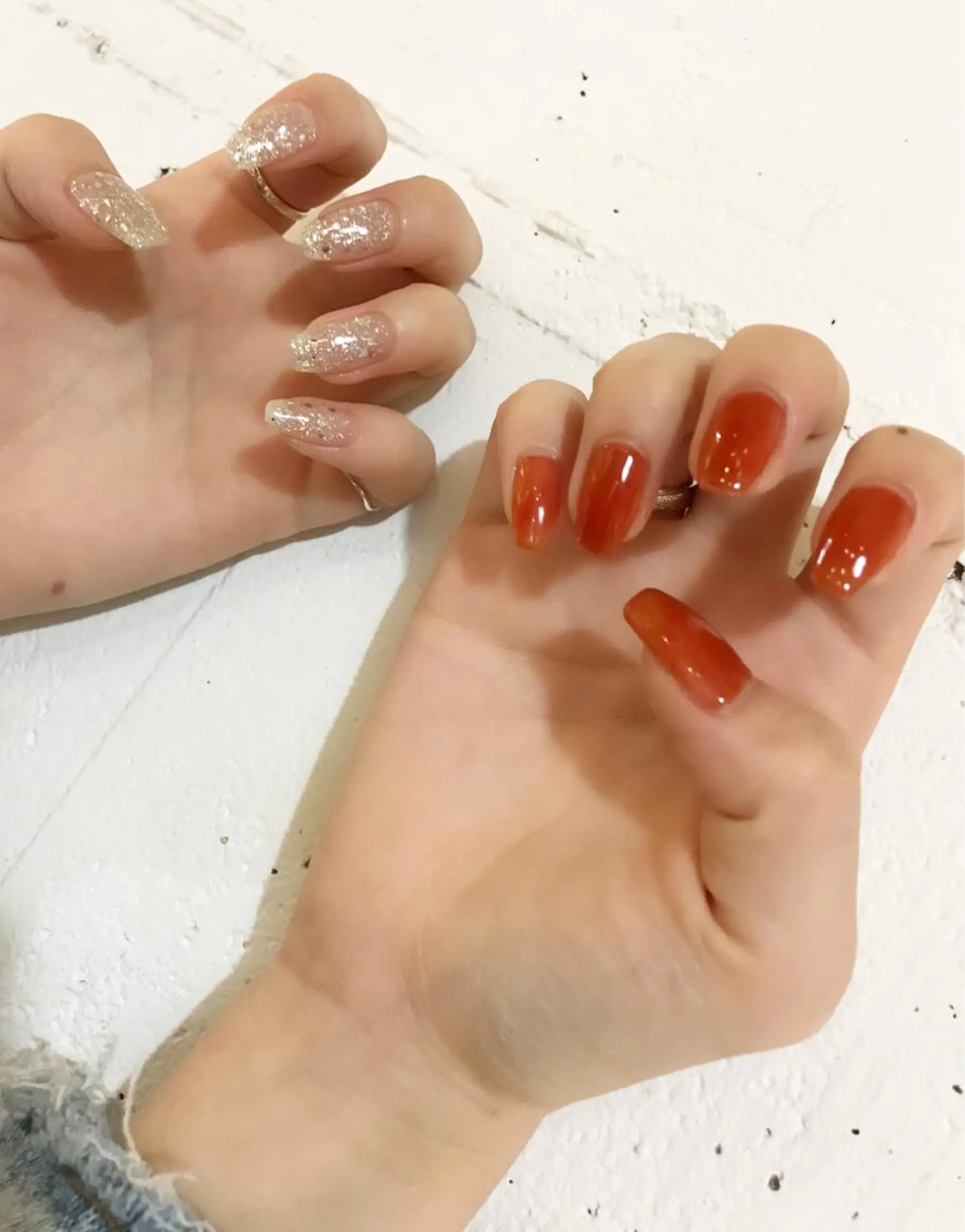 ネイル ワンカラーネイル ストーンネイル Soeur ネイリストのネイルデザイン