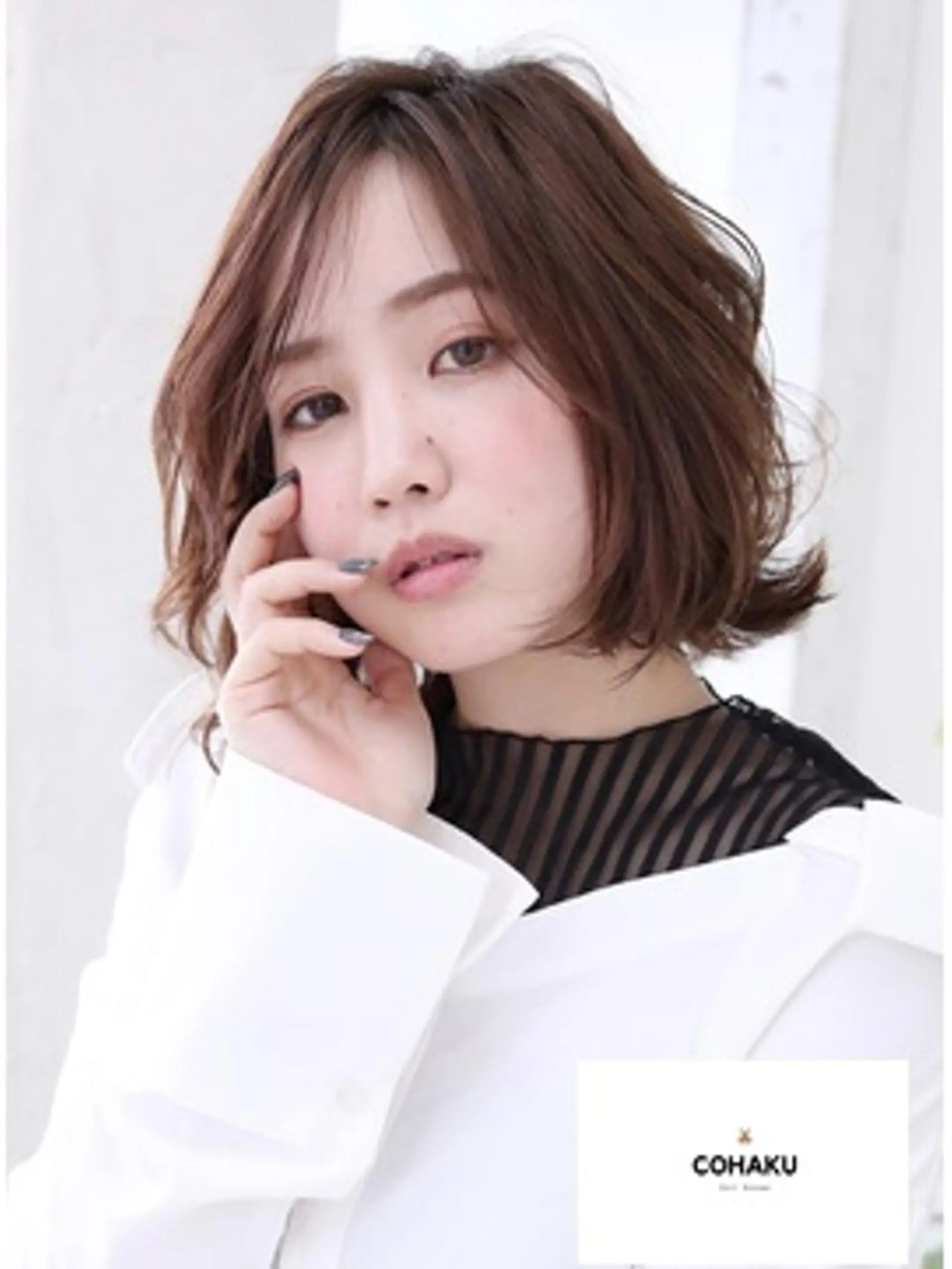 ミディアム 切りっぱなしボブ ボブ tocoha 四條畷駅のヘアスタイル