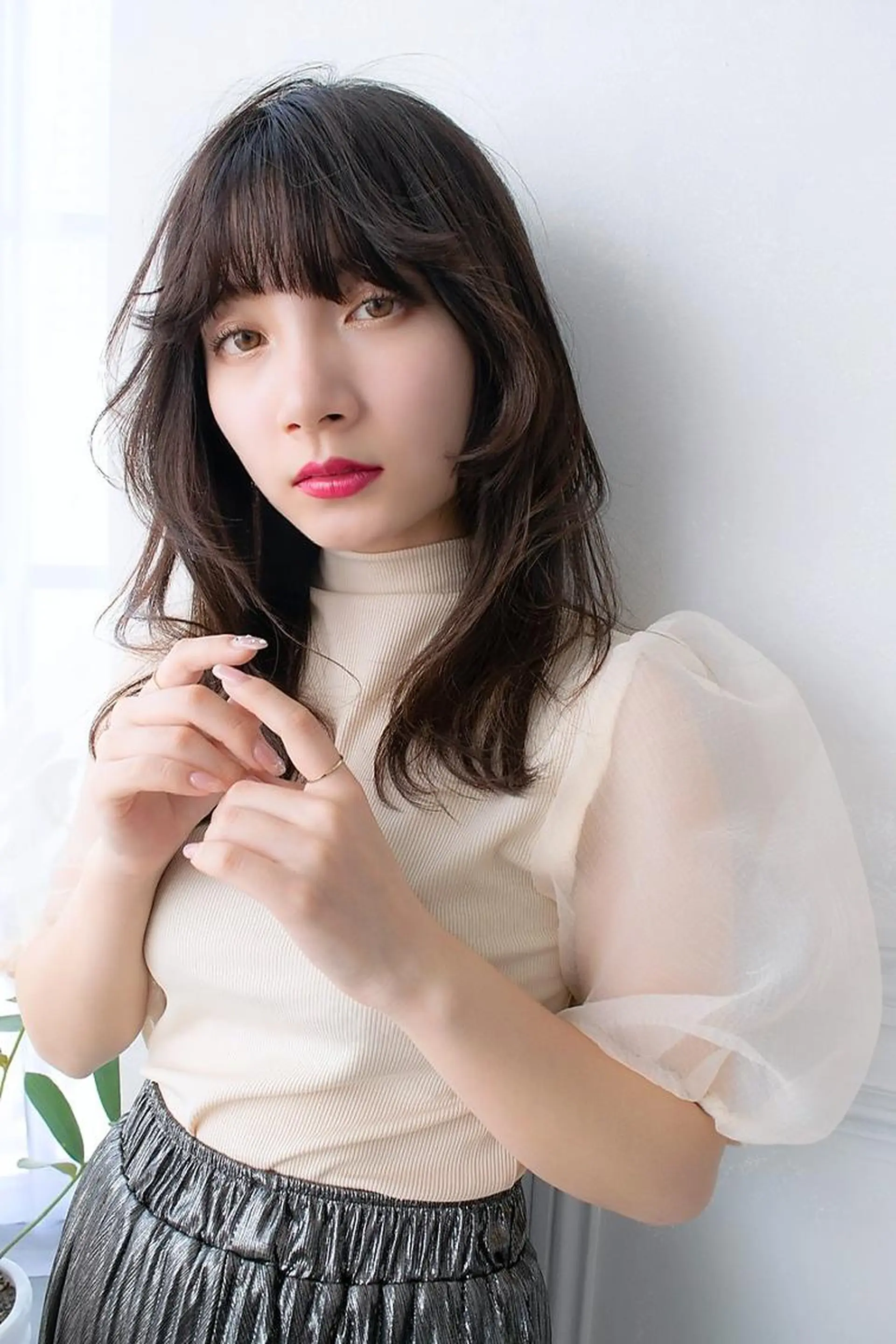 セミロング カラー 顔周りカット レイヤーカット ウルフカット ウルフレイヤー ANGELICA 難波店のヘアスタイル