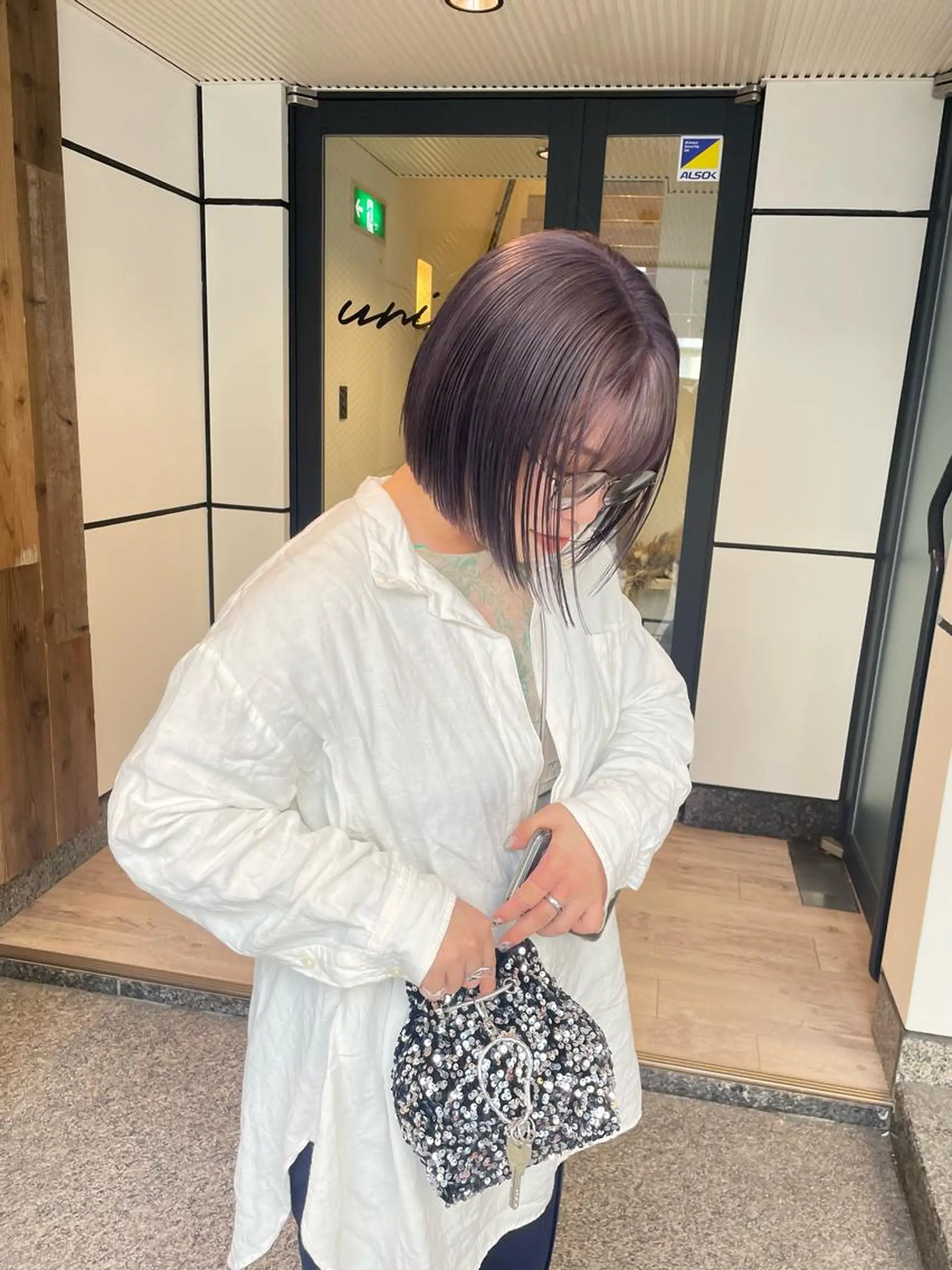 ミディアム カラー ベージュカラー ブリーチ ダブルカラー ハイトーンカラー ラベンダーカラー ヘアカラー 渋谷 留菜のヘアスタイル