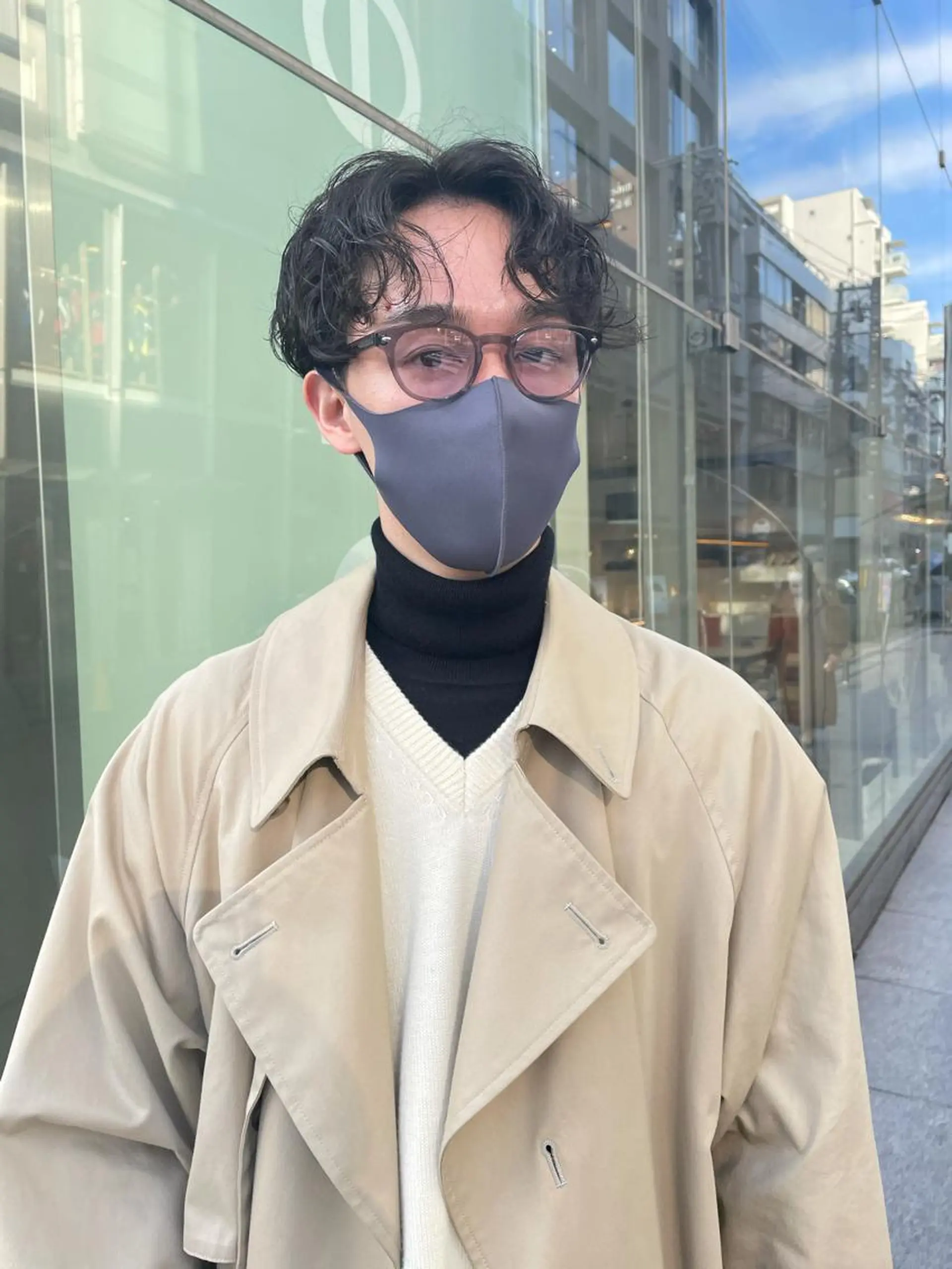 パーマ メンズ マッシュ メンズパーマ カット 田中 碧のヘアスタイル