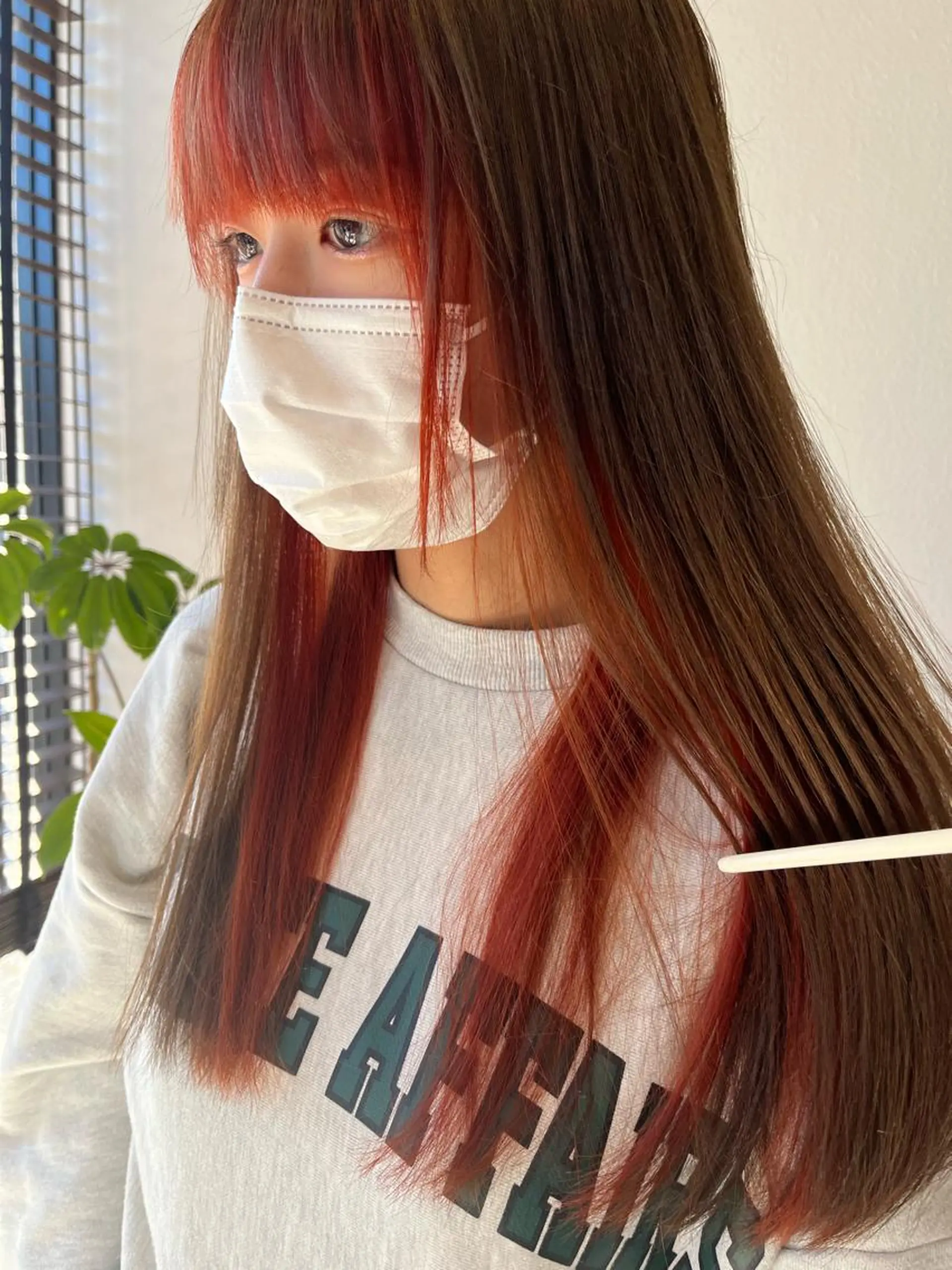 セミロング カラー オレンジ ちひろ /似合わせカラーのヘアスタイル