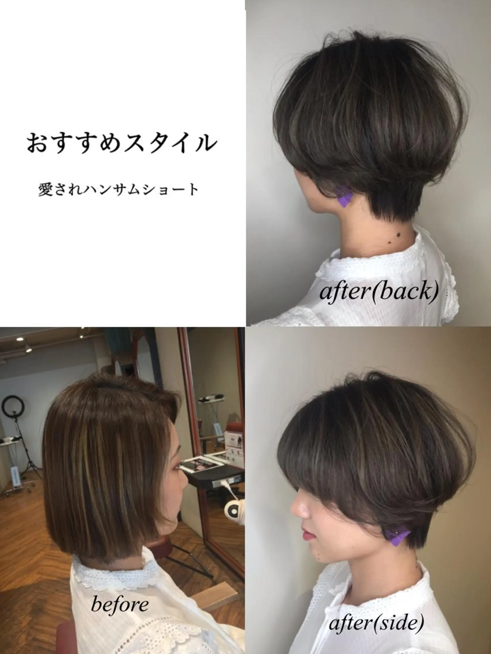 ショート カラー ハンサムショート アッシュ ブルーカラー ブラウンカラー ブルージュ カット ヘアカラー トリートメント カラー/髪質改善スペ シャリスト宮本 伸一のヘアスタイル