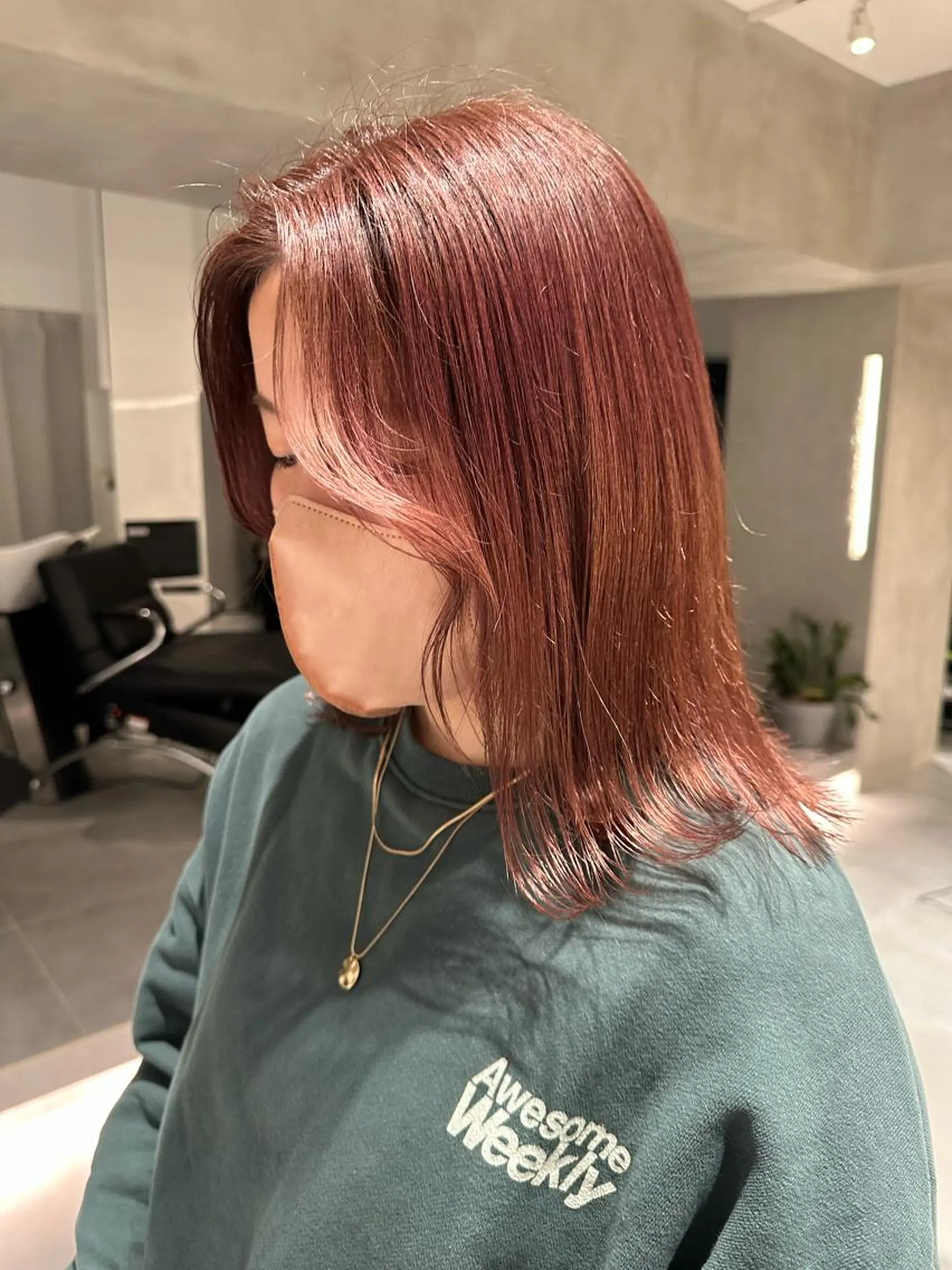 セミロング カラー ピンクカラー ヘアカラー トリートメント ヘッドスパ ヘアセット オリーブ透明感カラー 表参道/MIKUのヘアスタイル