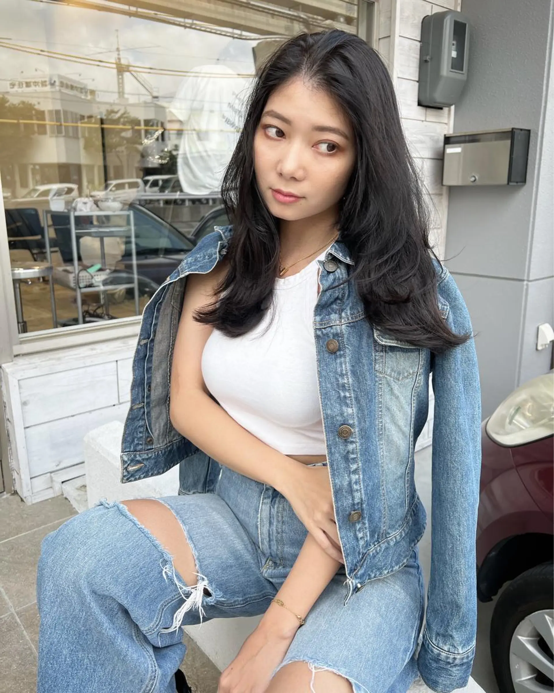 セミロング カラー レイヤーカット テトネ タカシのヘアスタイル