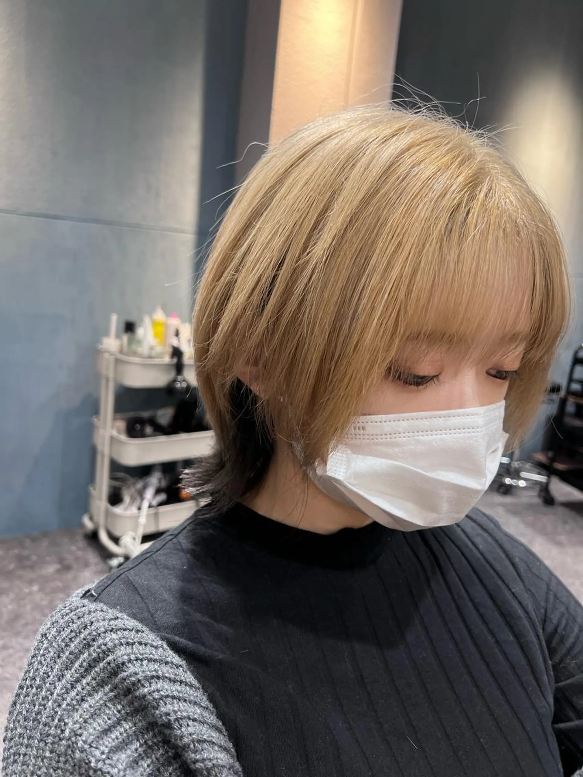 ミディアム カラー ダークグレー ダークグレージュ グレージュ ボブ ウルフカット OAK 中目黒のヘアスタイル