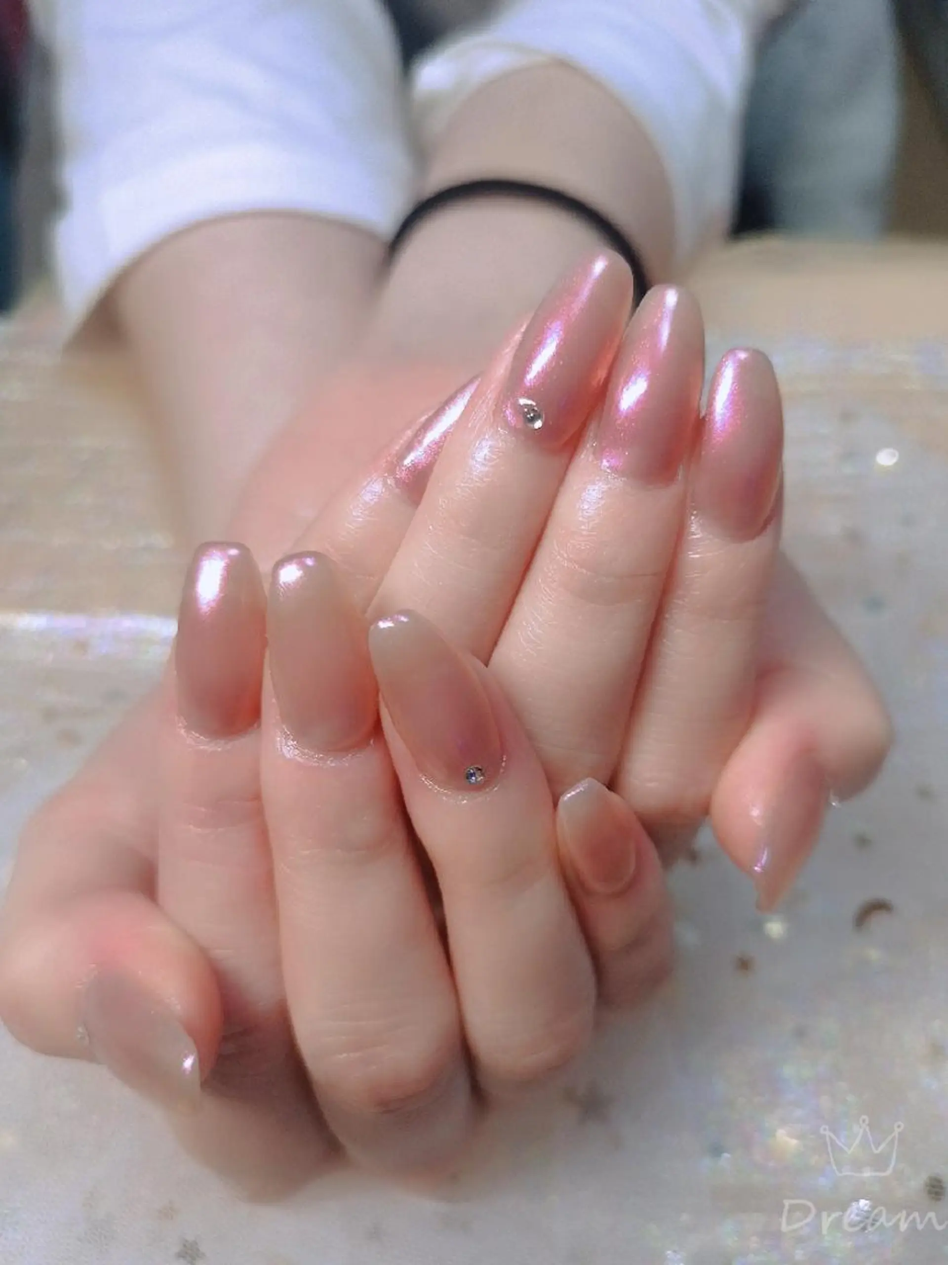 ネイル オーロラネイル ハンドネイル ネイリストゆか💅 長さだし、深爪矯正のネイルデザイン