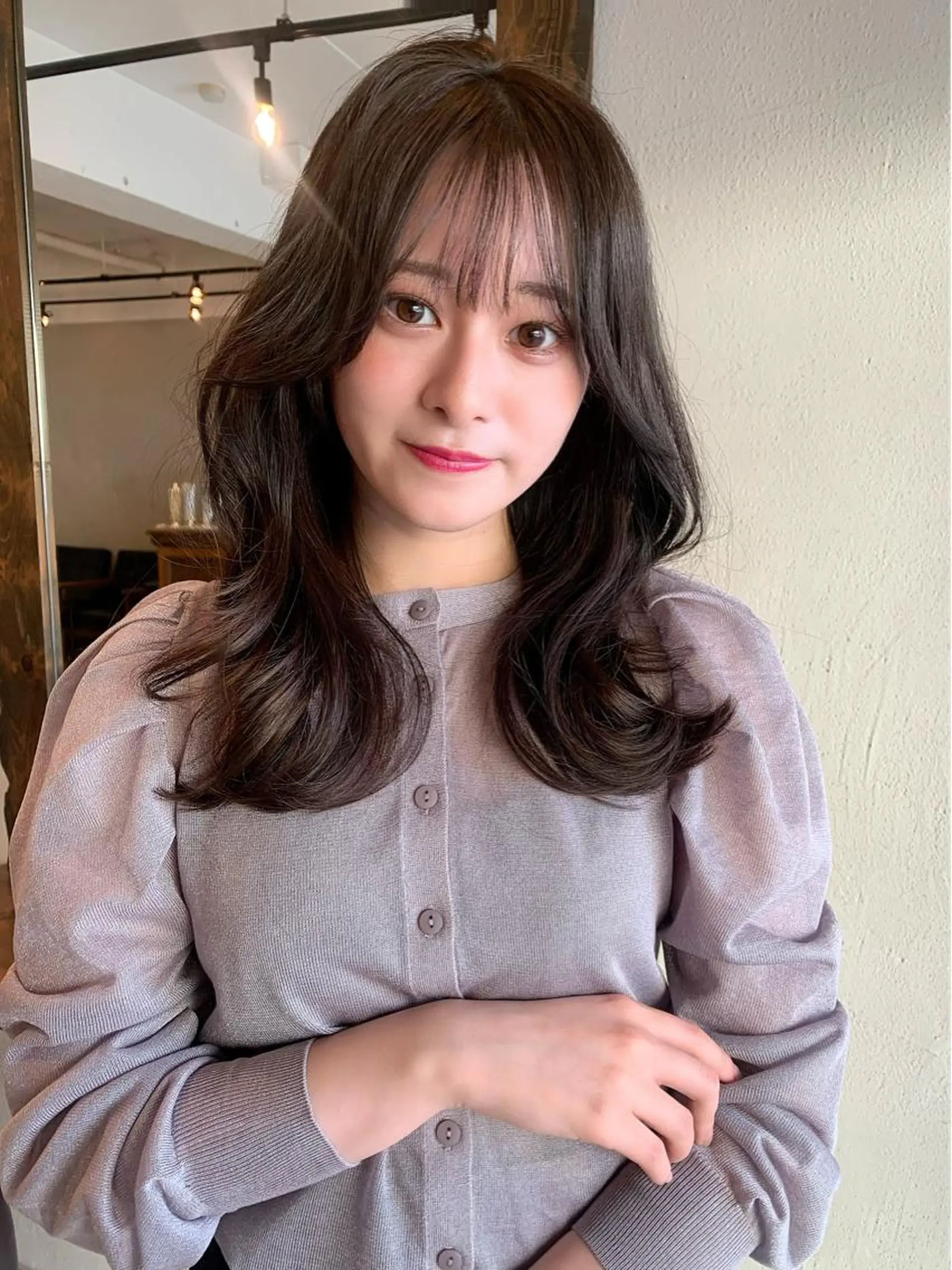 セミロング カラー カット ヘアカラー トリートメント ヘッドスパ 透明感/オリーブ/ グレージュ/YUKAのヘアスタイル