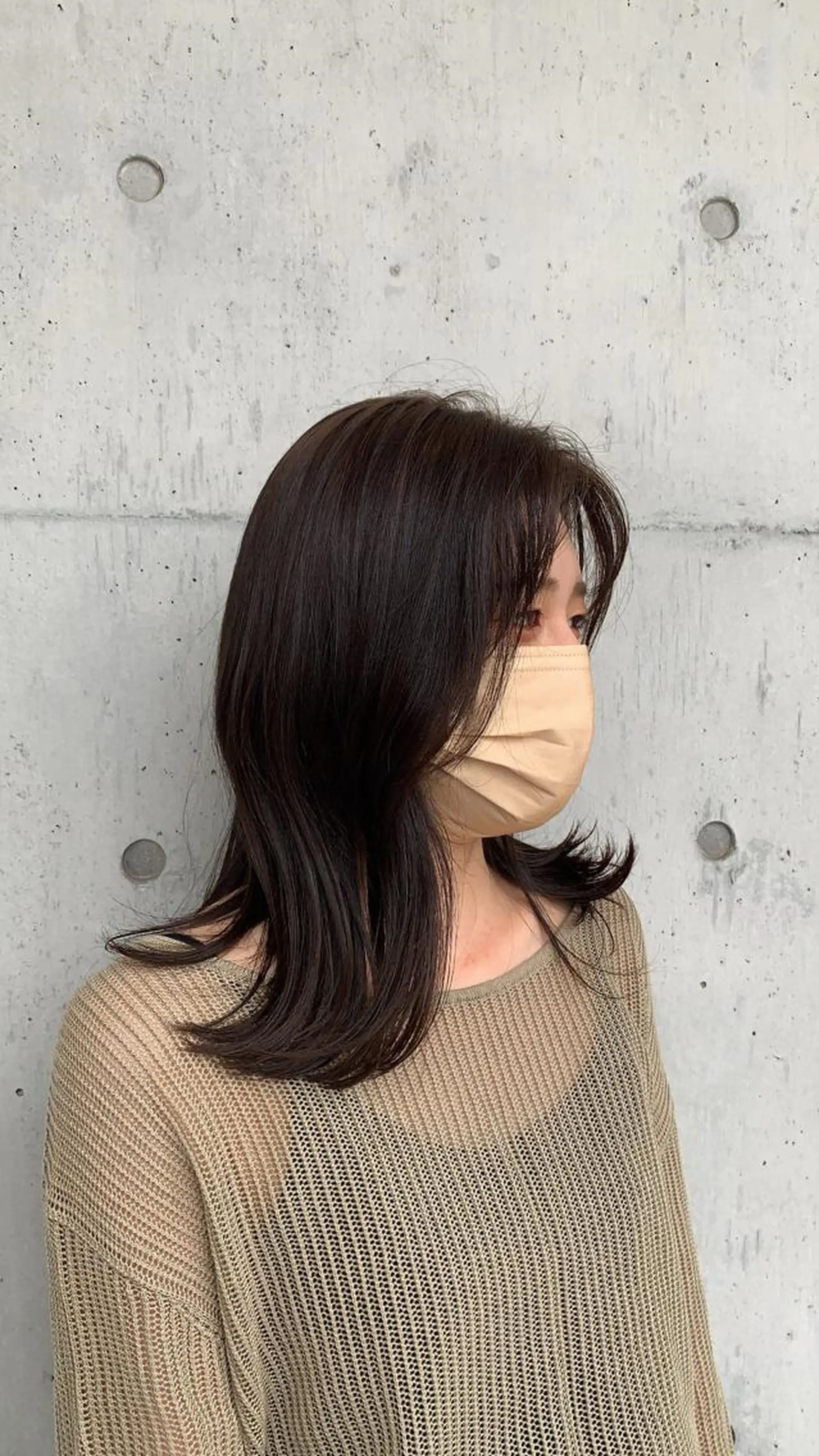 ミディアム カラー くびれヘア 韓国風ヘア カネコ ユカリのヘアスタイル