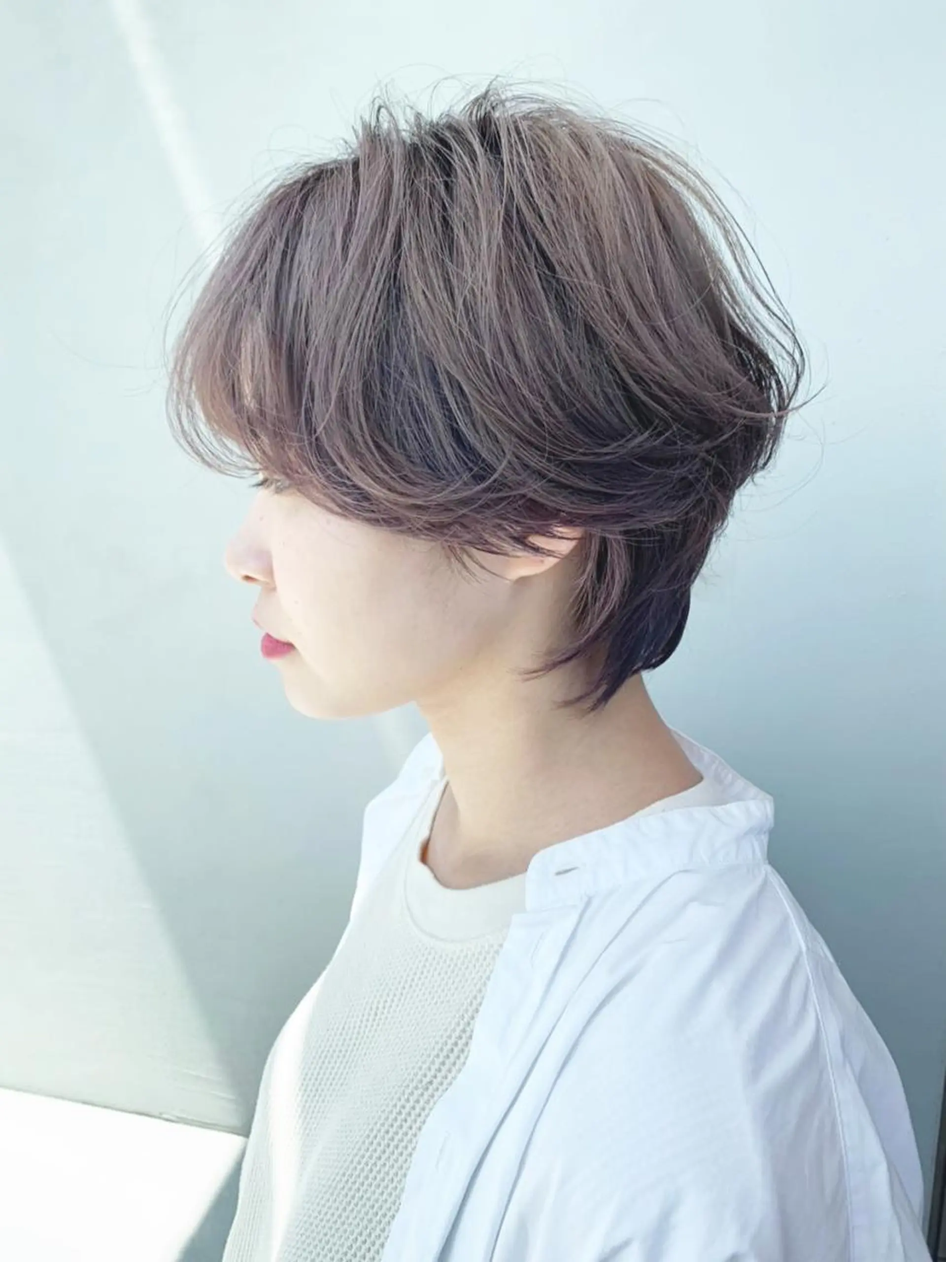 ショート カラー パーマ ヘアアレンジ グレージュ ラベンダーカラー ラベンダーグレージュ ラベンダーグレー ITbyALBUM 中野店のヘアスタイル
