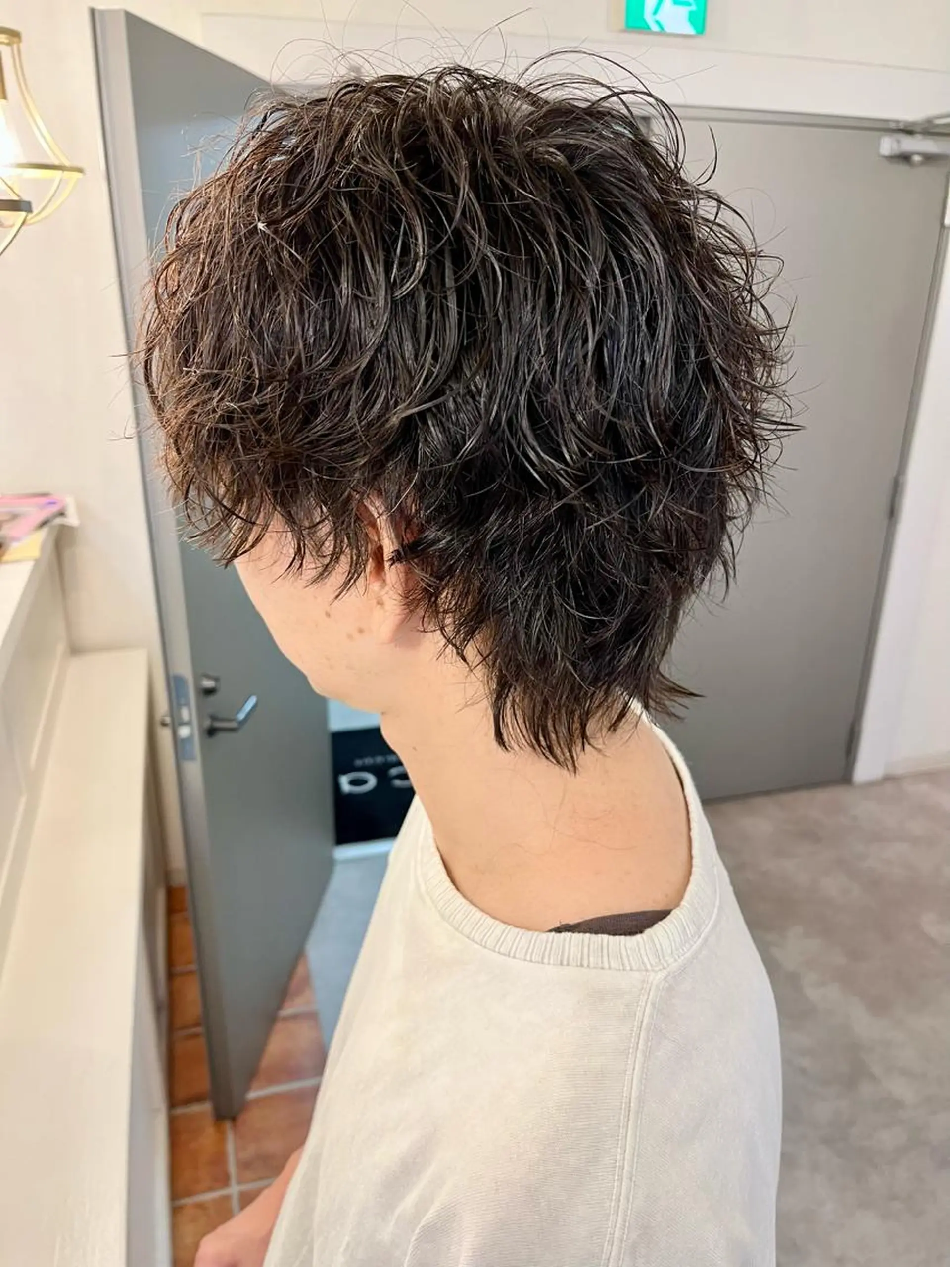 ミディアム パーマ メンズ メンズウルフカット ウルフカット LAGRECE大阪梅田店所属・美髪矯正・髪質改善 【中村吉孝】のヘアスタイル