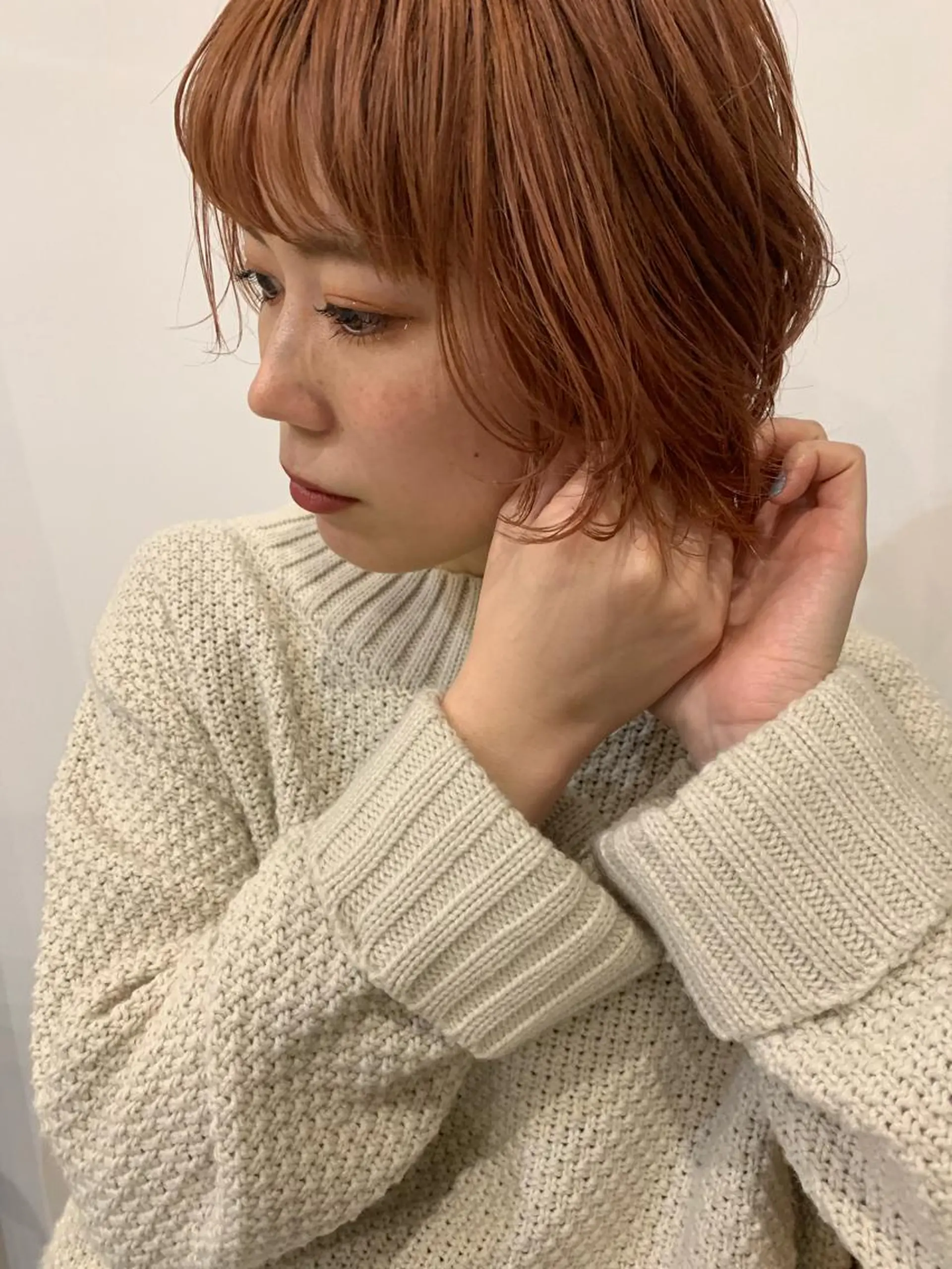 ショート カラー ベージュカラー オレンジ オレンジベージュ 柔らかブラウン/顔周 りレイヤー♡ユウシのヘアスタイル