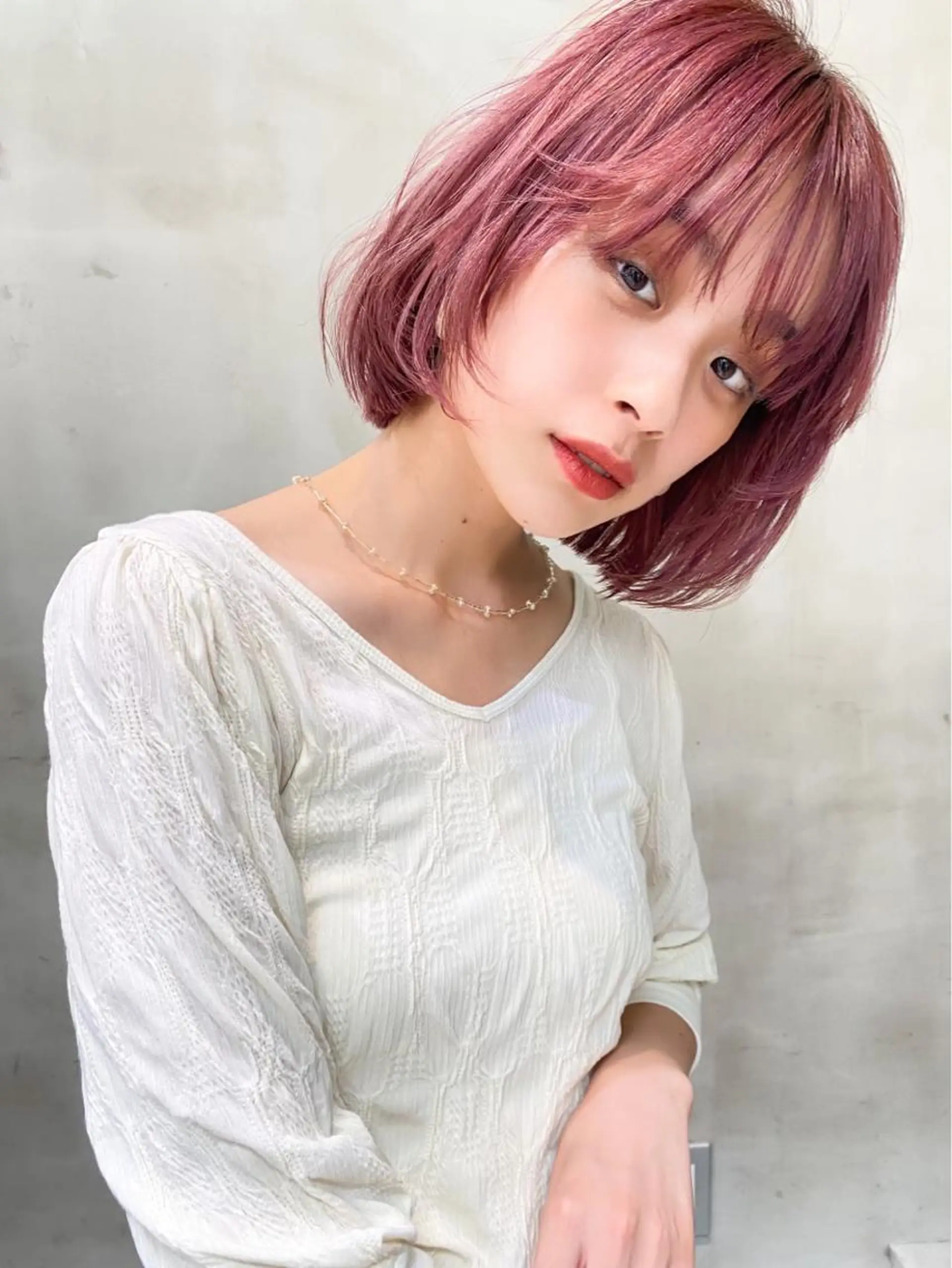 ショート カラー ヘアアレンジ ピンクカラー ヘアカラー トリートメント ヘアセット 金子 廉のヘアスタイル