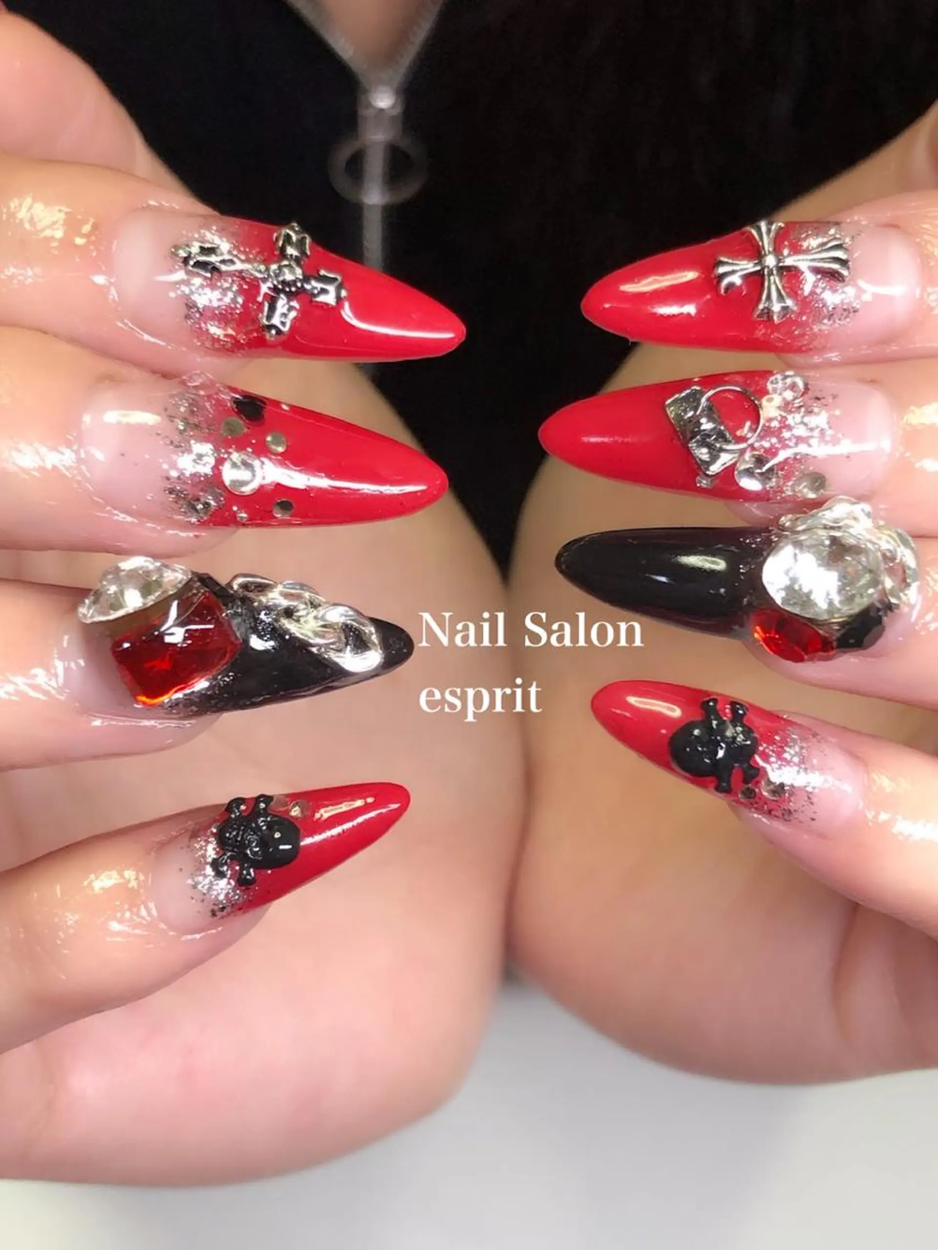 ネイル 長さ出し ロングネイル 持ち込み スカルプネイル ストーンネイル Nail Salon espritのネイルデザイン