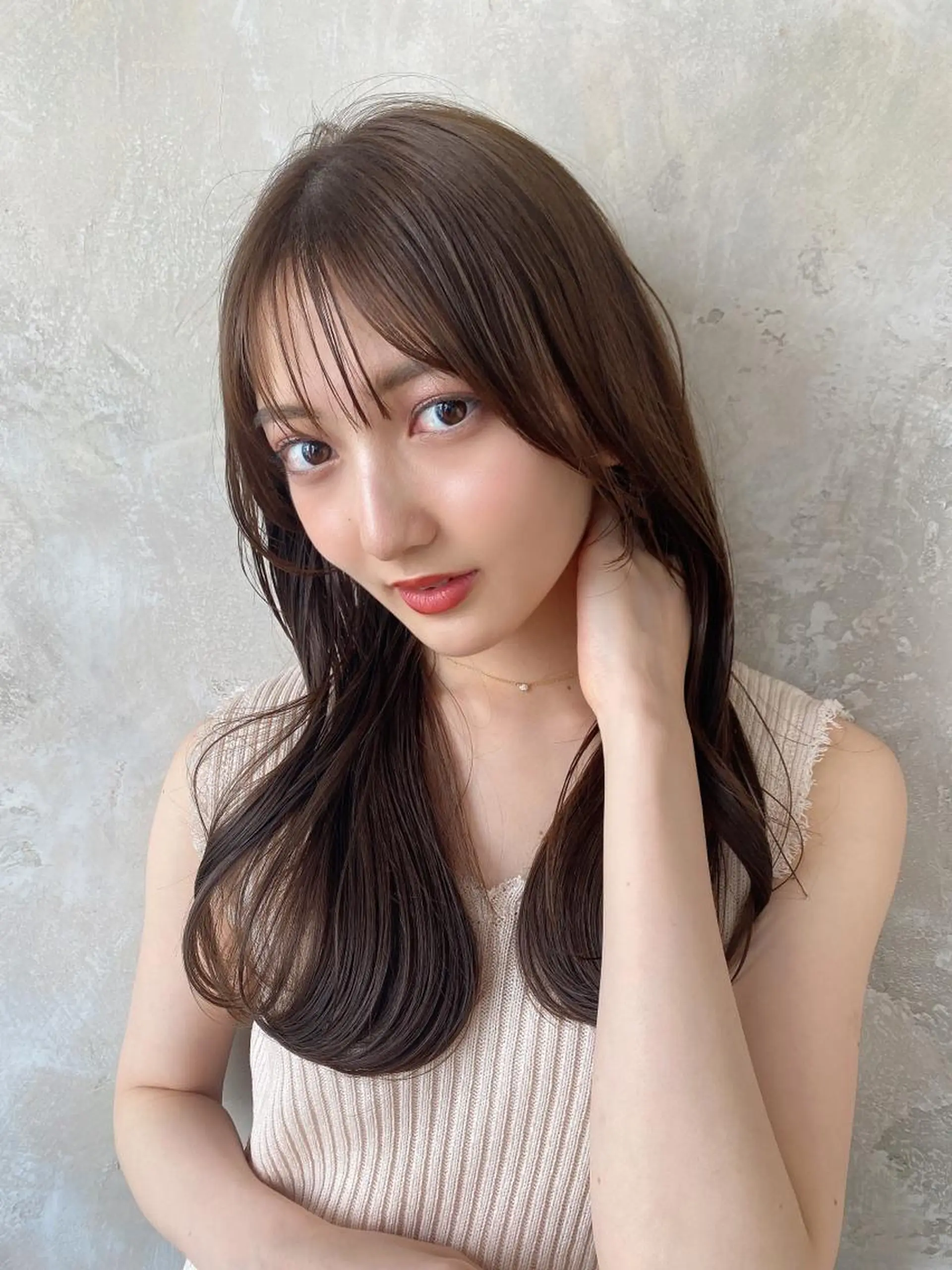 セミロング カラー ベージュカラー ブラウンカラー ブラウンベージュ くびれヘア カット ヘアカラー トリートメント 顔周り/くびれヘア 韓国ヘア💕風間るなのヘアスタイル