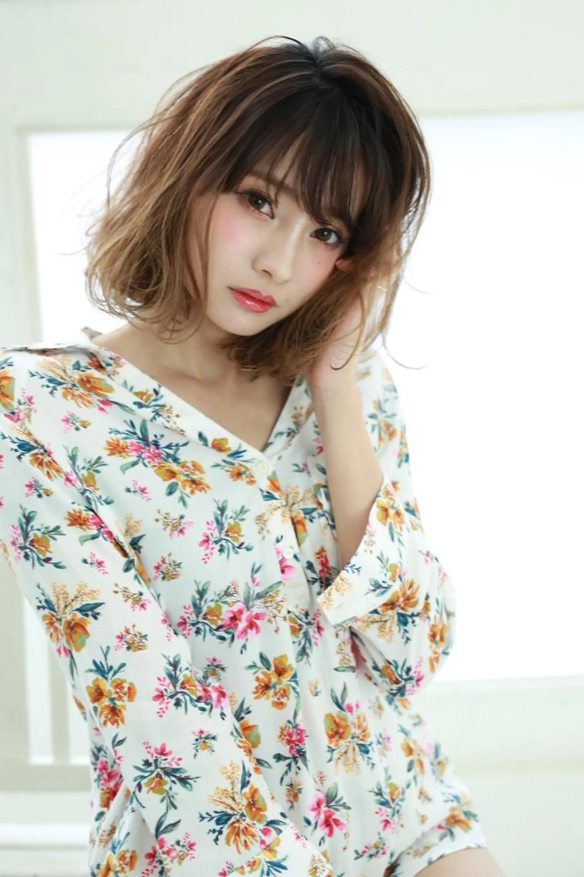 ミディアム カラー パーマ 指名支持率NO.1 スタイリストのヘアスタイル