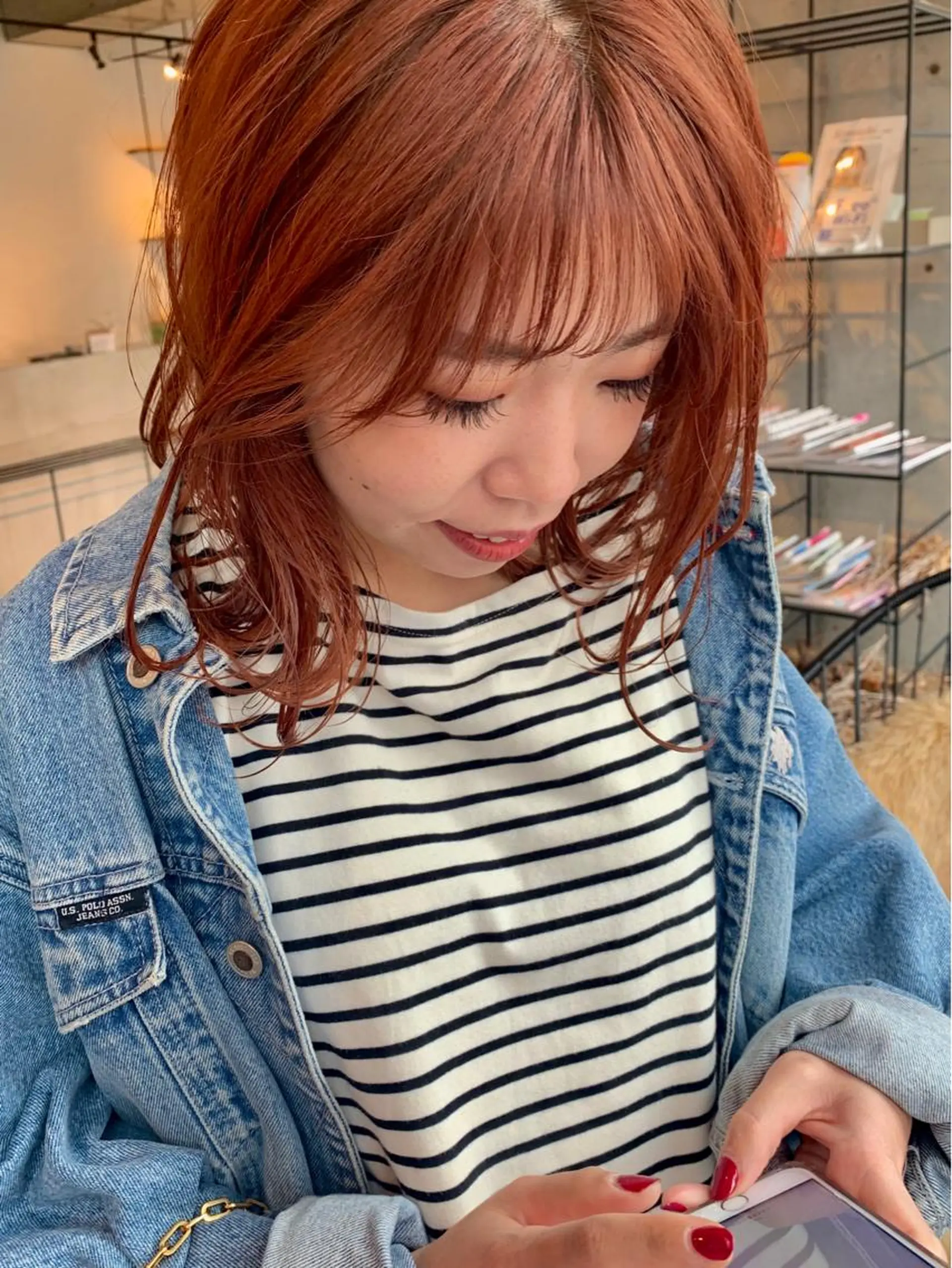 ミディアム カラー ピンクベージュ/新潟 万代/高橋桃葉🍑のヘアスタイル